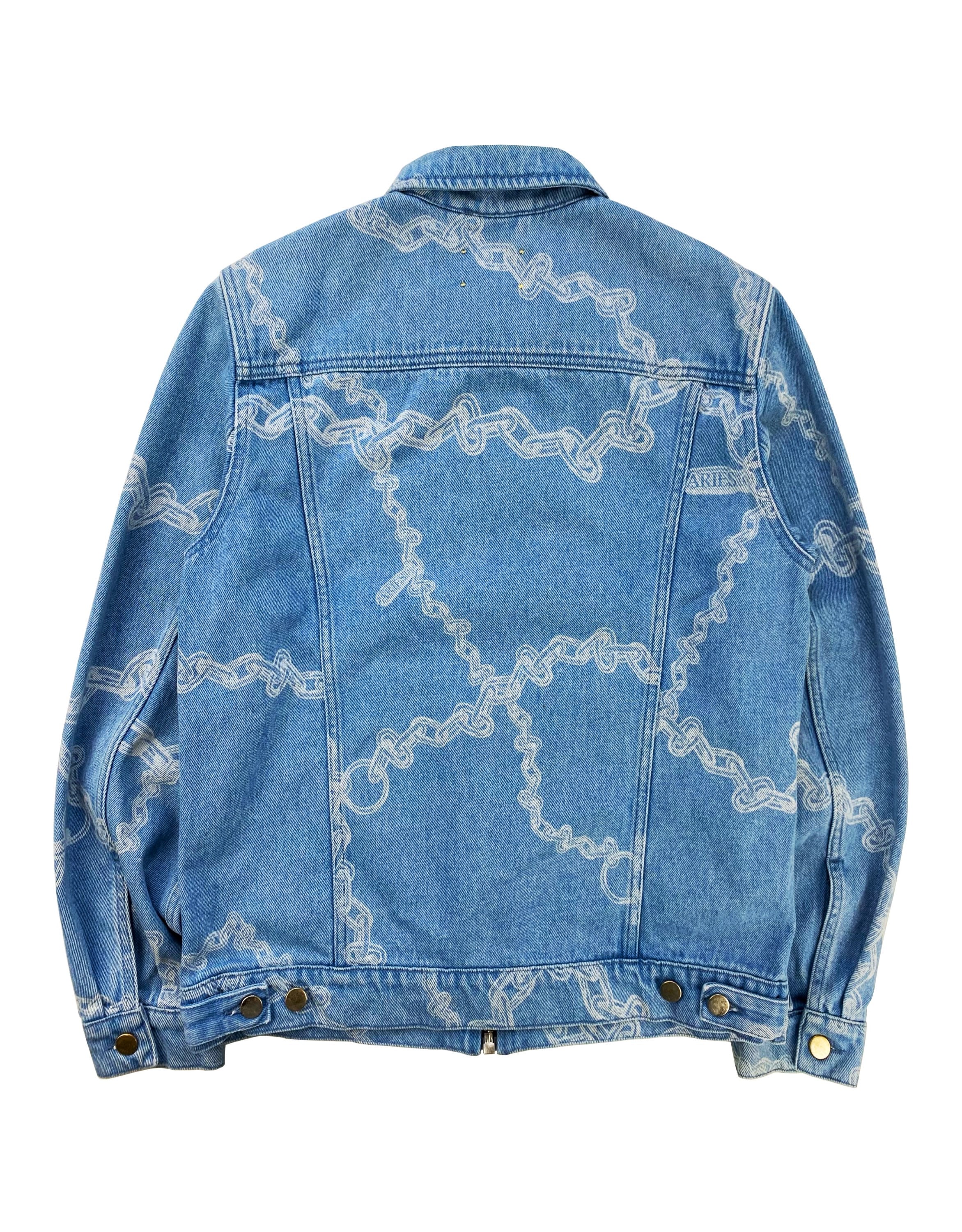 AW19 Aries ‘Chainlink’ Light Wash Denim Trucker Jacket