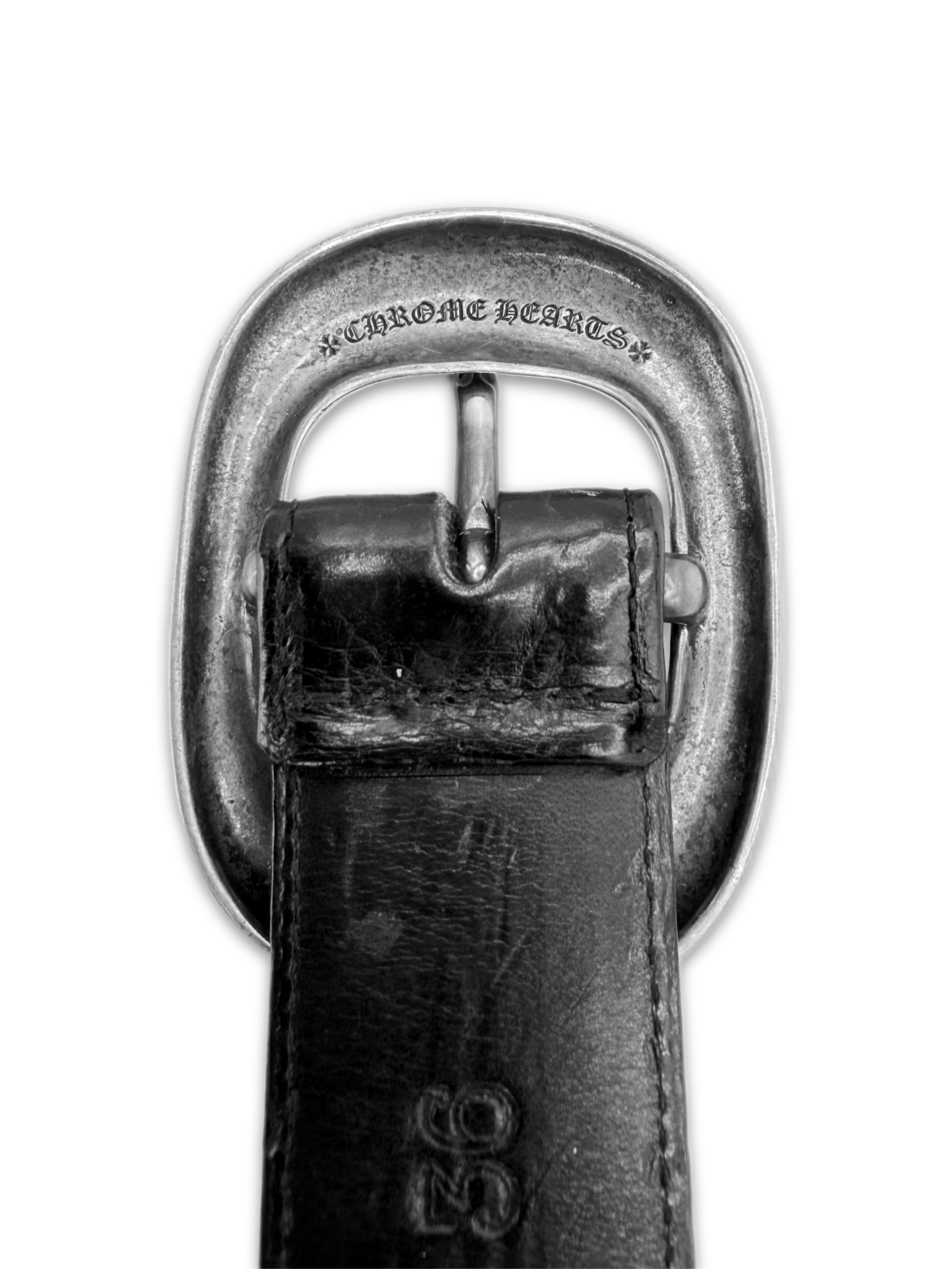 Chrome Hearts Studded Oval Buckle .925 Silver Leather Belt
