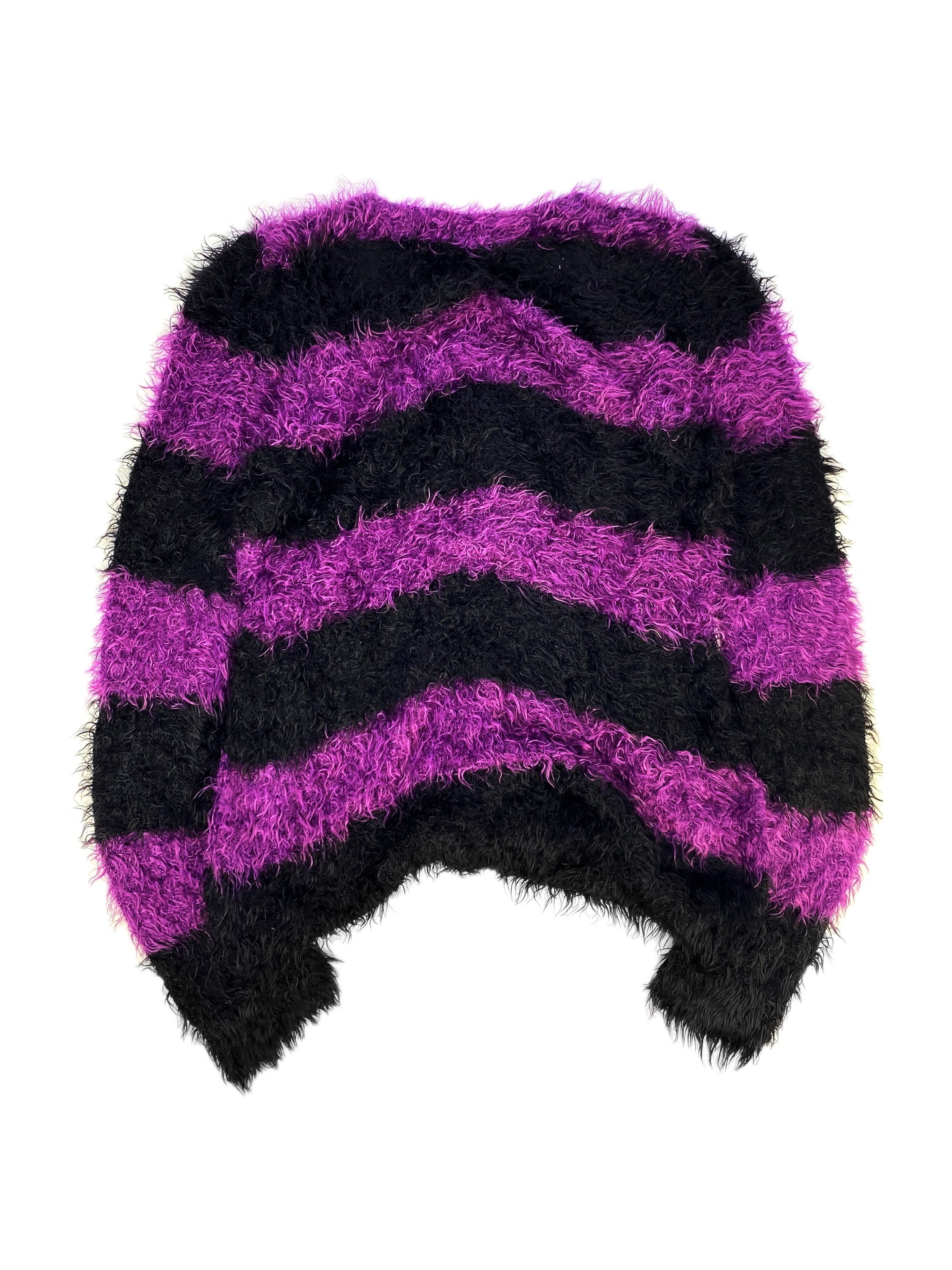 00s Hysteric Glamour Striped Shag Knitted Cardigan