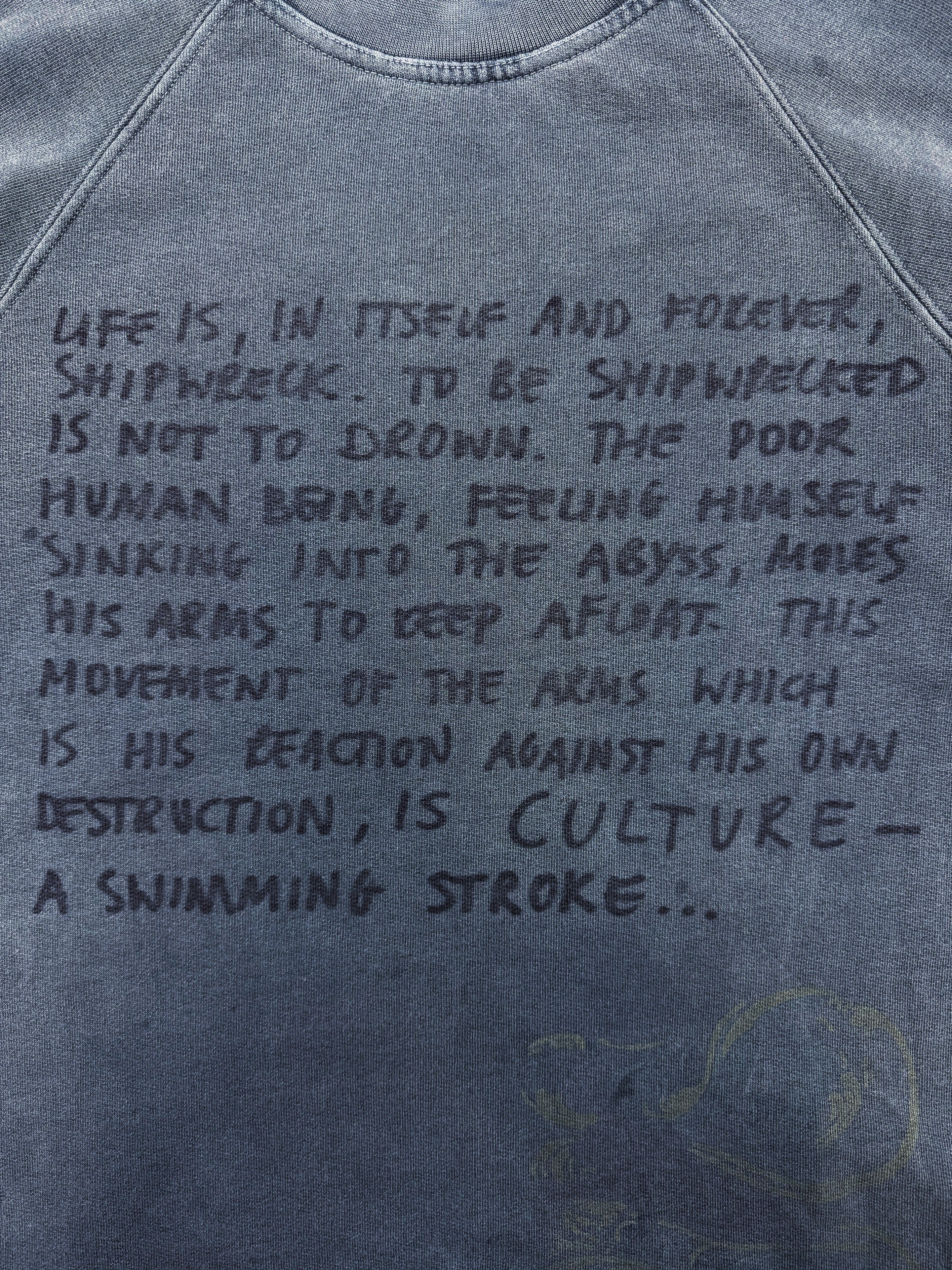 AW04 Raf Simons ‘Shipwreck’ Waves Slate Blue Crewneck