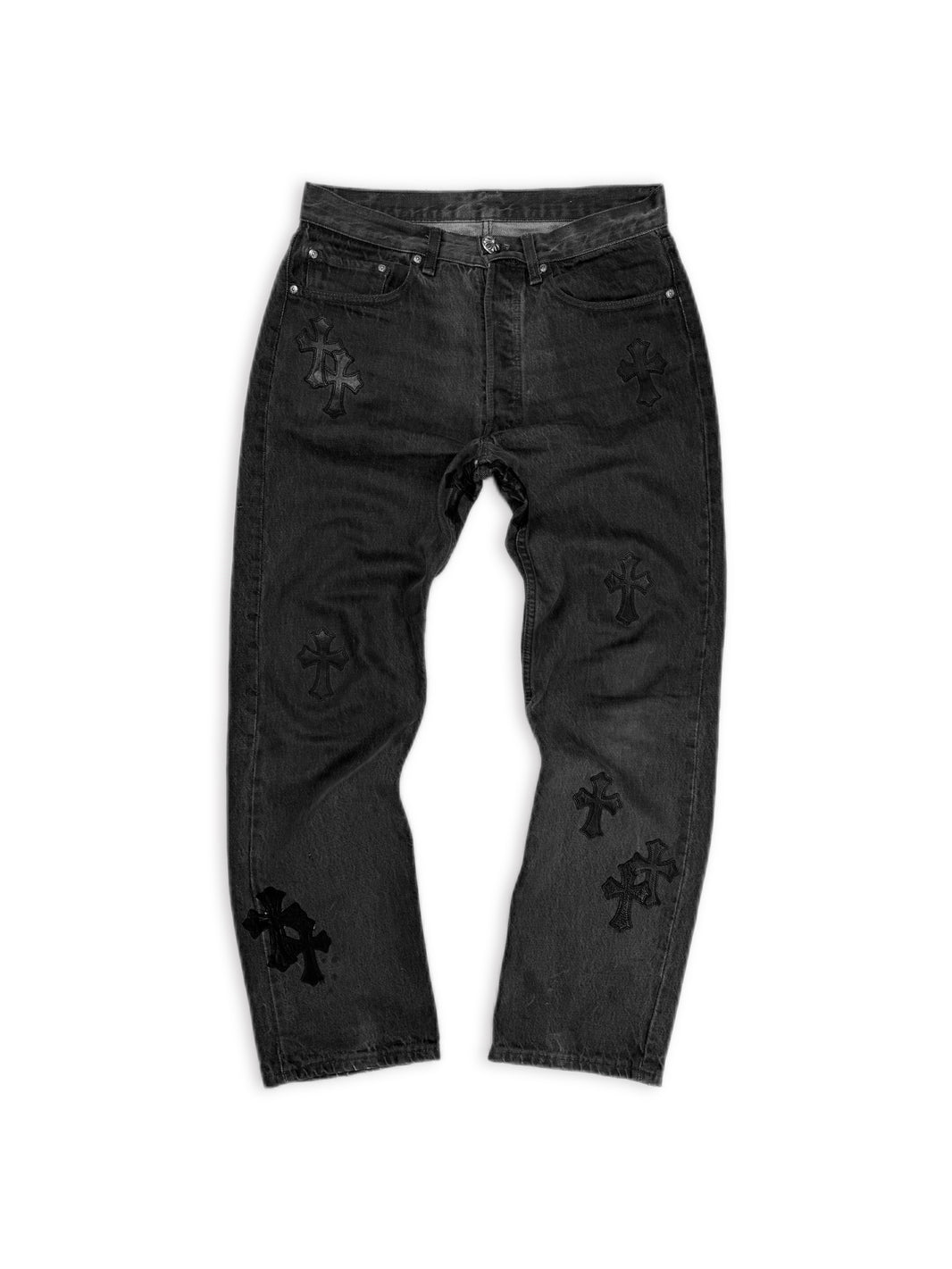 Chrome Hearts Levi’s 501 26 Cross Patch Leather Black Denim