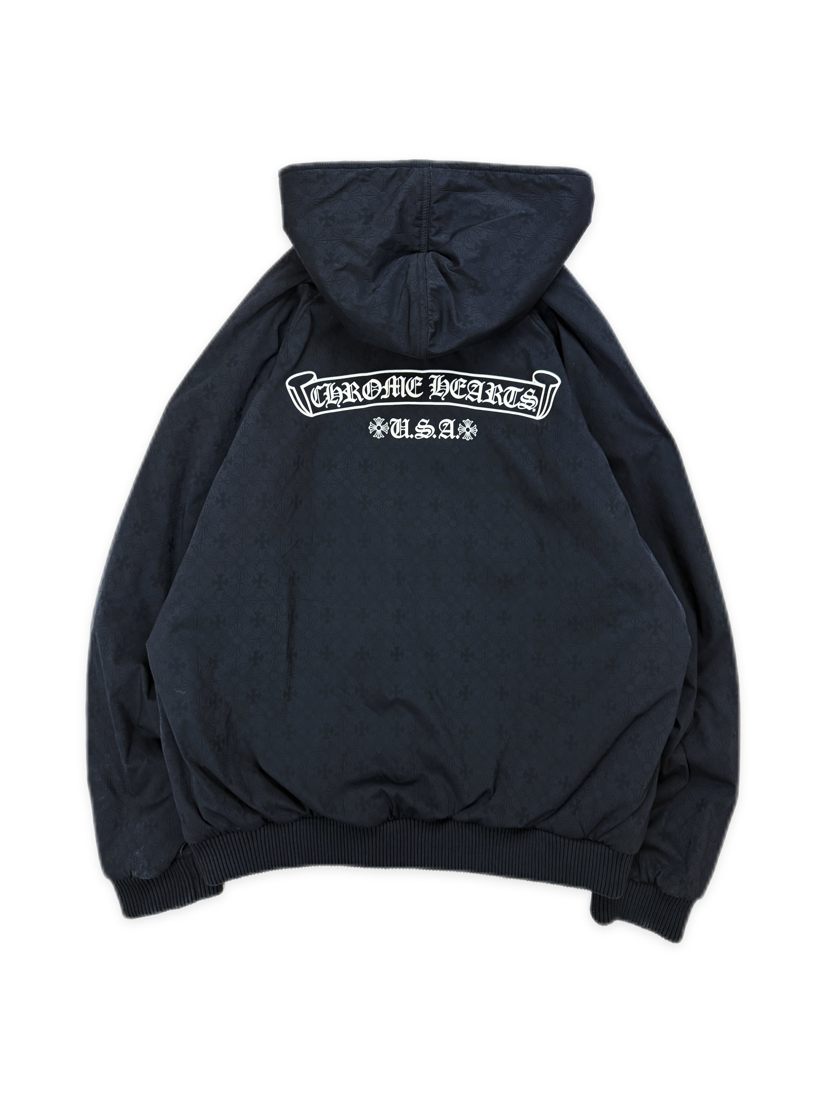Chrome Hearts Reversible Monogram Blue/Grey Nylon Bomber Jacket