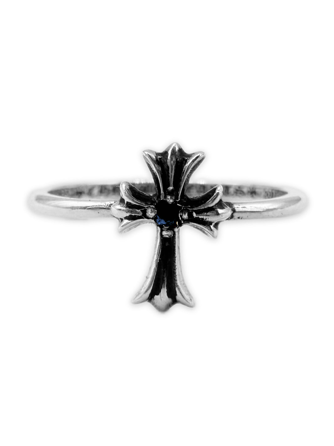 Chrome Hearts Blue Sapphire Factory Silver .925 Silver Bubblegum Cross Ring