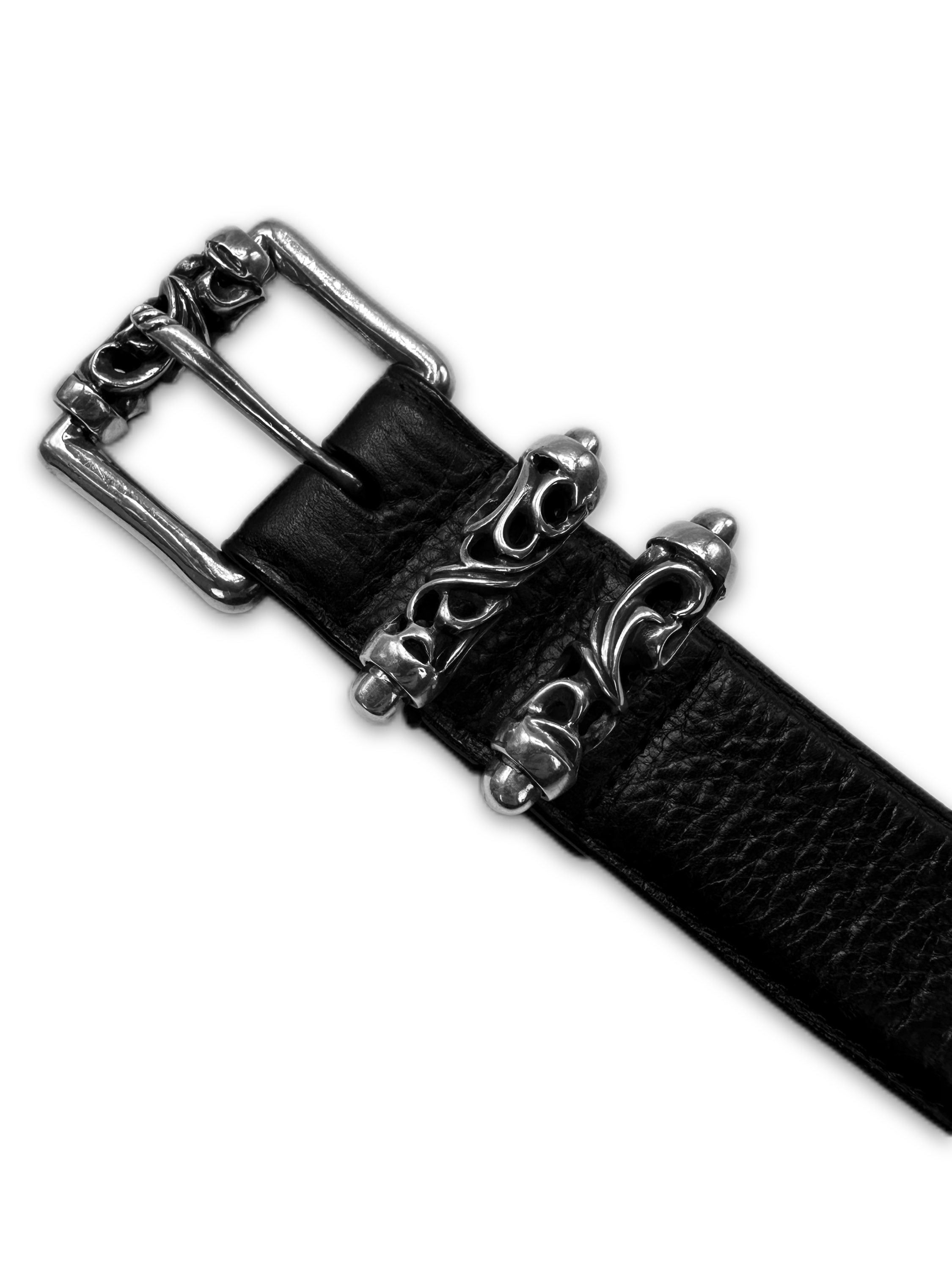 Chrome Hearts ‘Roller’ .925 Silver Black Leather Belt