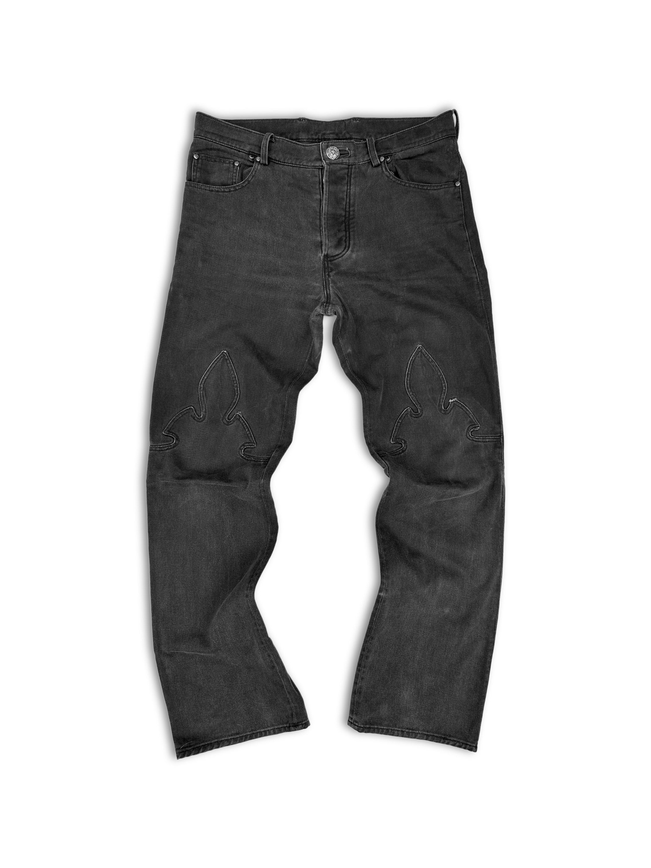 00s Chrome Hearts ‘Fleur Knee’ .925 Silver Washed Jeans