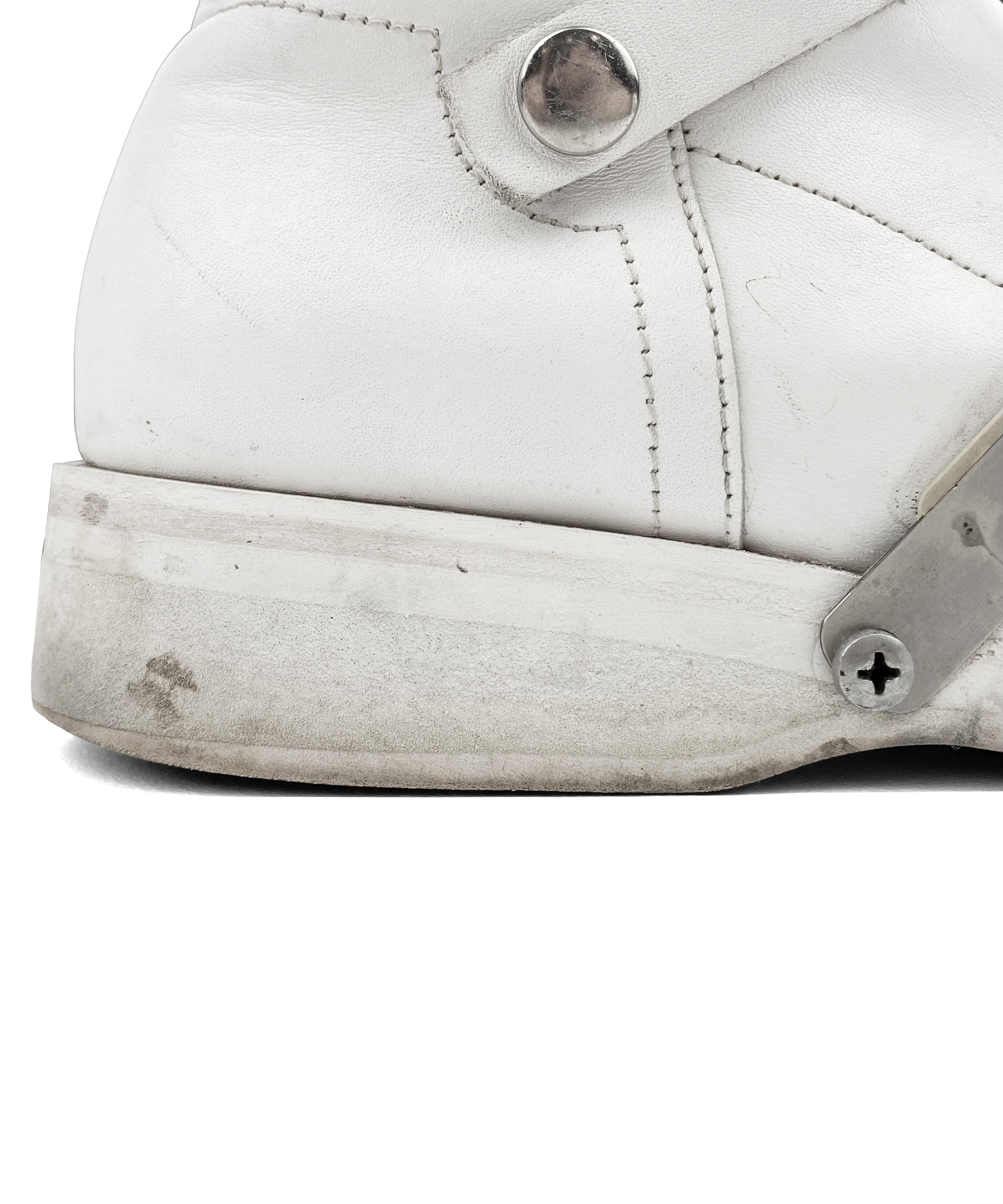 AW97 Dirk Bikkembergs White Leather Strapped Combat Boots