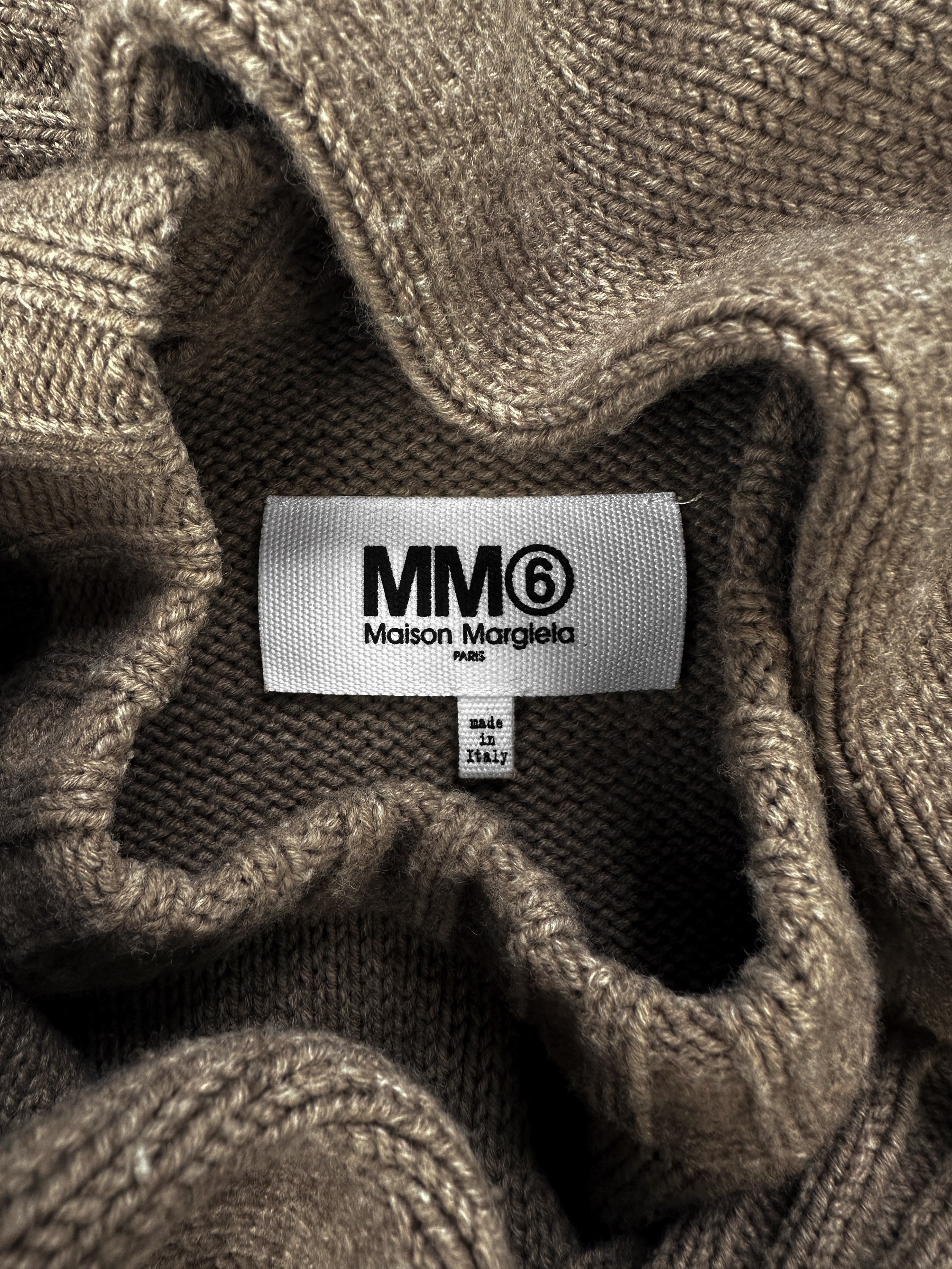 AW20 Maison Margiela MM6 Asymmetric Tan Knitted Sweater