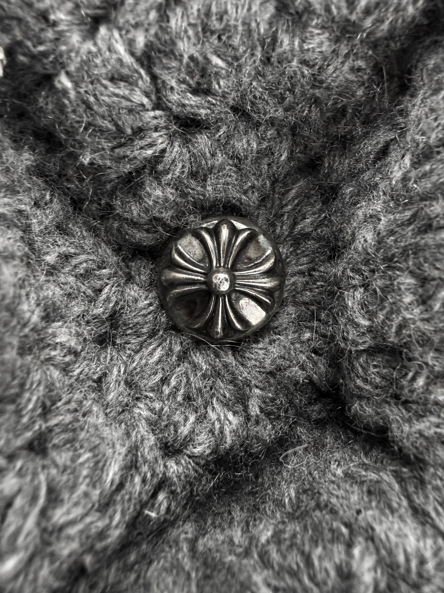 Chrome Hearts Chinchilla Fur Cashmere Grey Knitted .925 Beanie