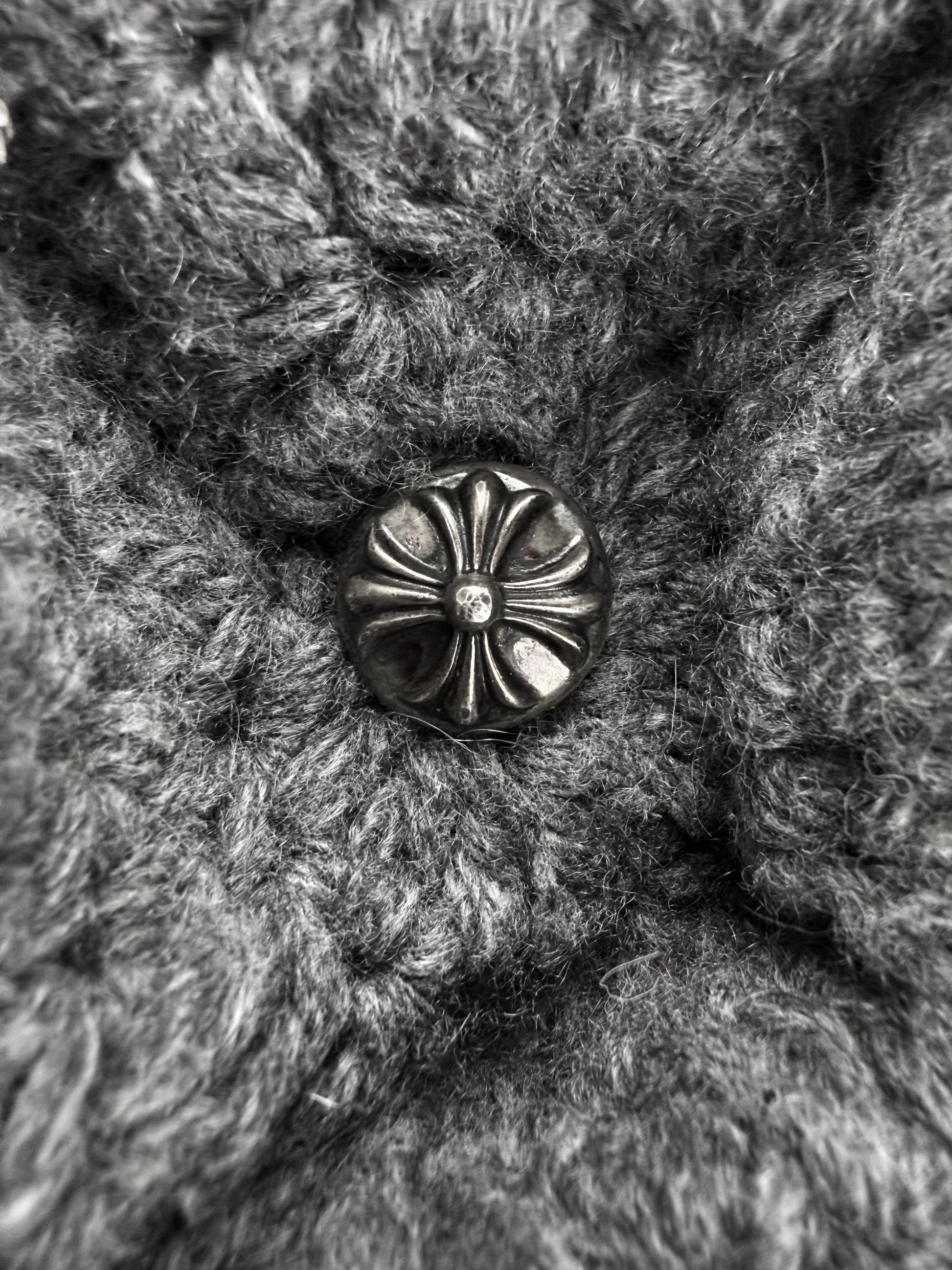Chrome Hearts Chinchilla Fur Cashmere Grey Knitted .925 Beanie