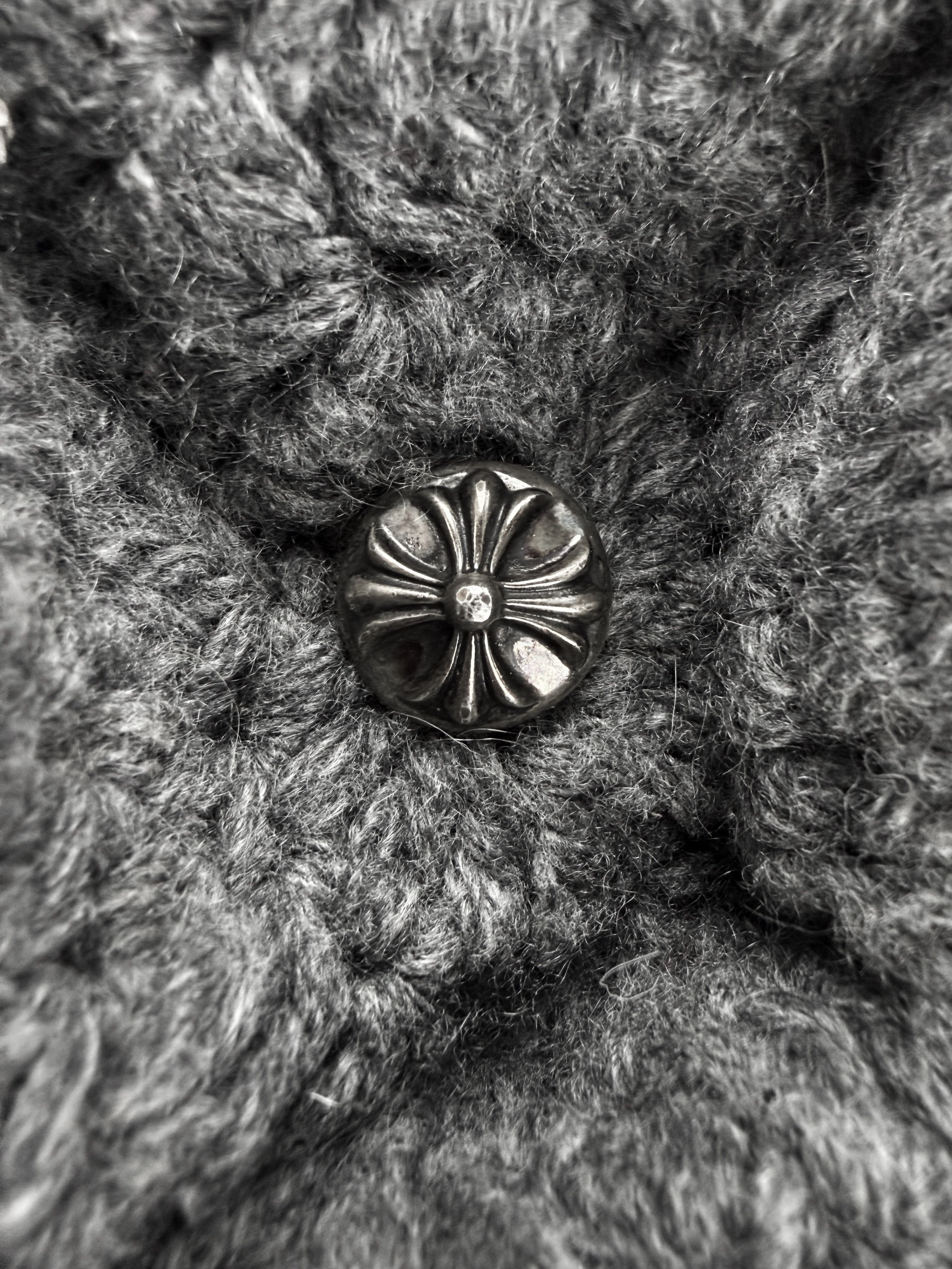 Chrome Hearts Chinchilla Fur Cashmere Grey Knitted .925 Beanie