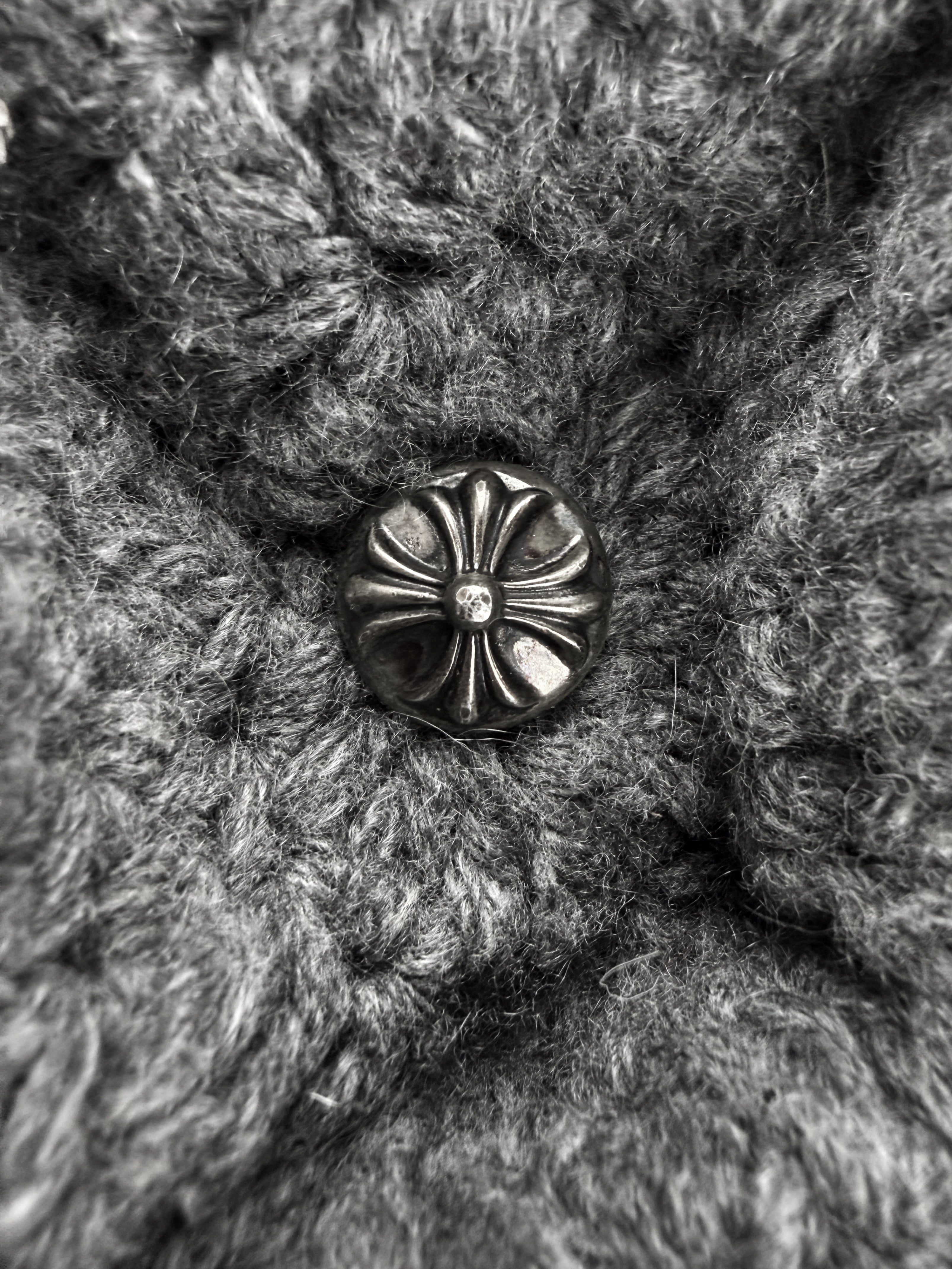 Chrome Hearts Chinchilla Fur Cashmere Grey Knitted .925 Beanie