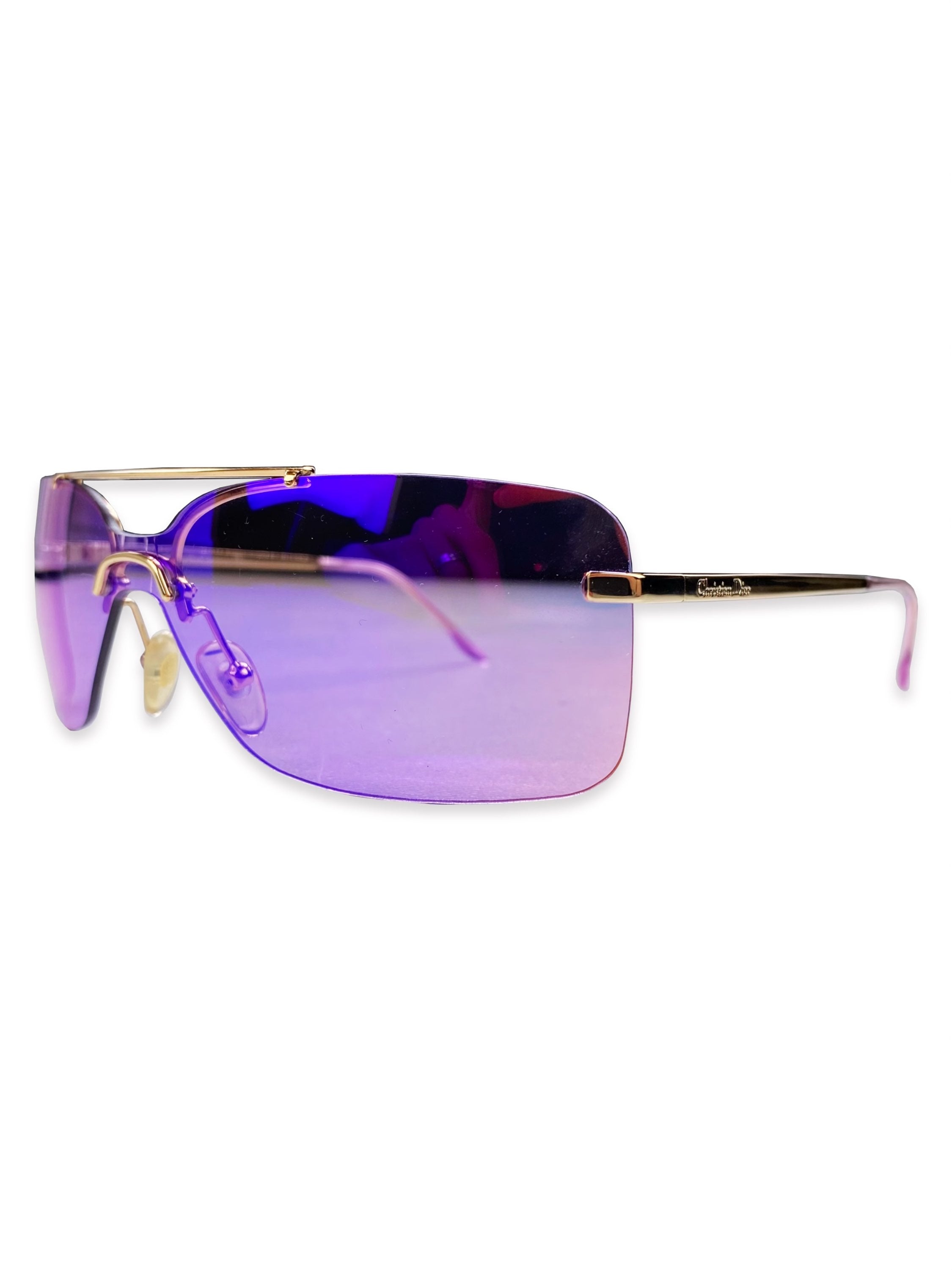 2000’s Dior Violet Tint Gold Rounded Frame Sunglasses
