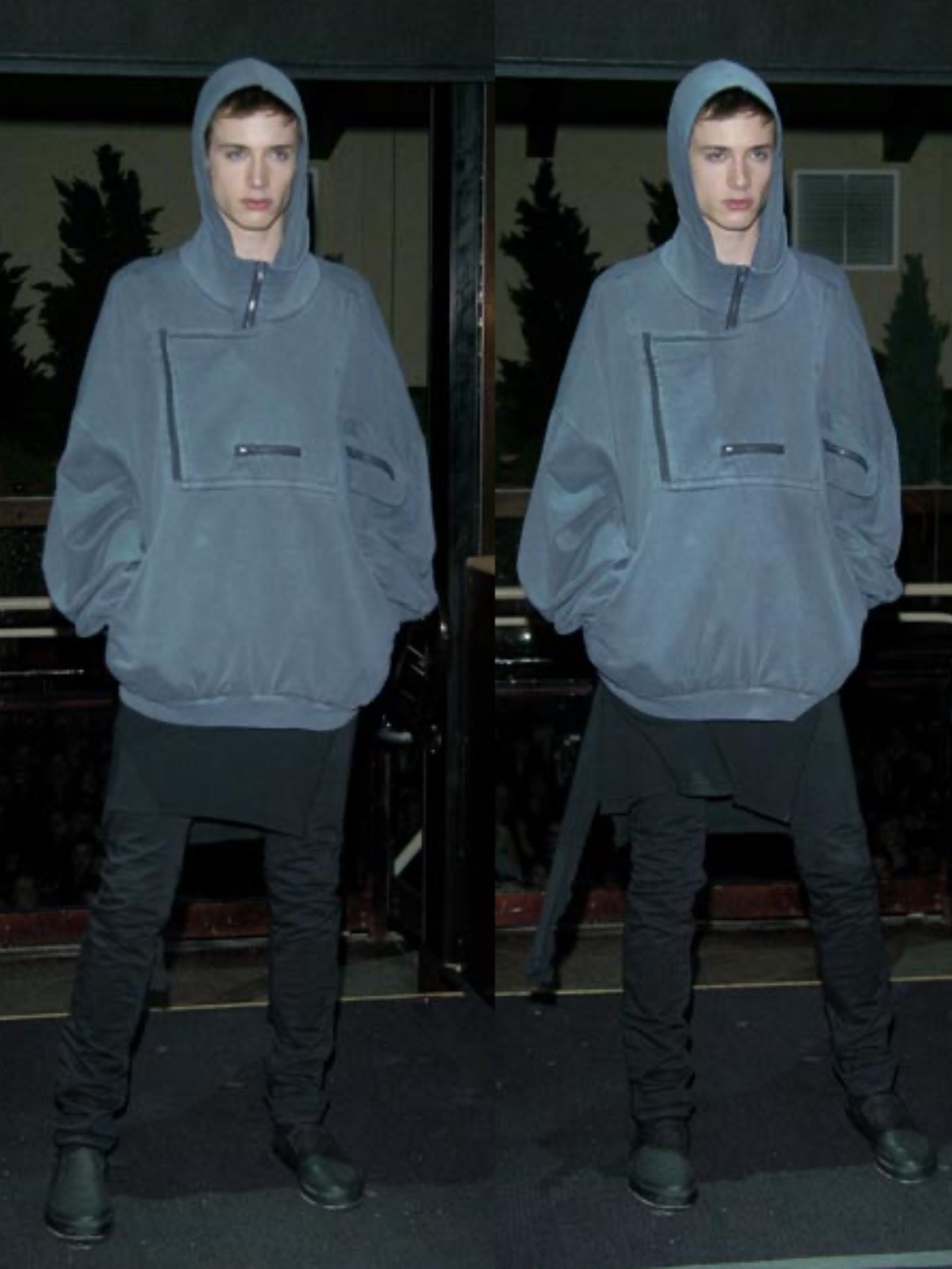 AW04 Raf Simons ‘Waves’ Multi Pocket Teal Blue Cargo Hoodie