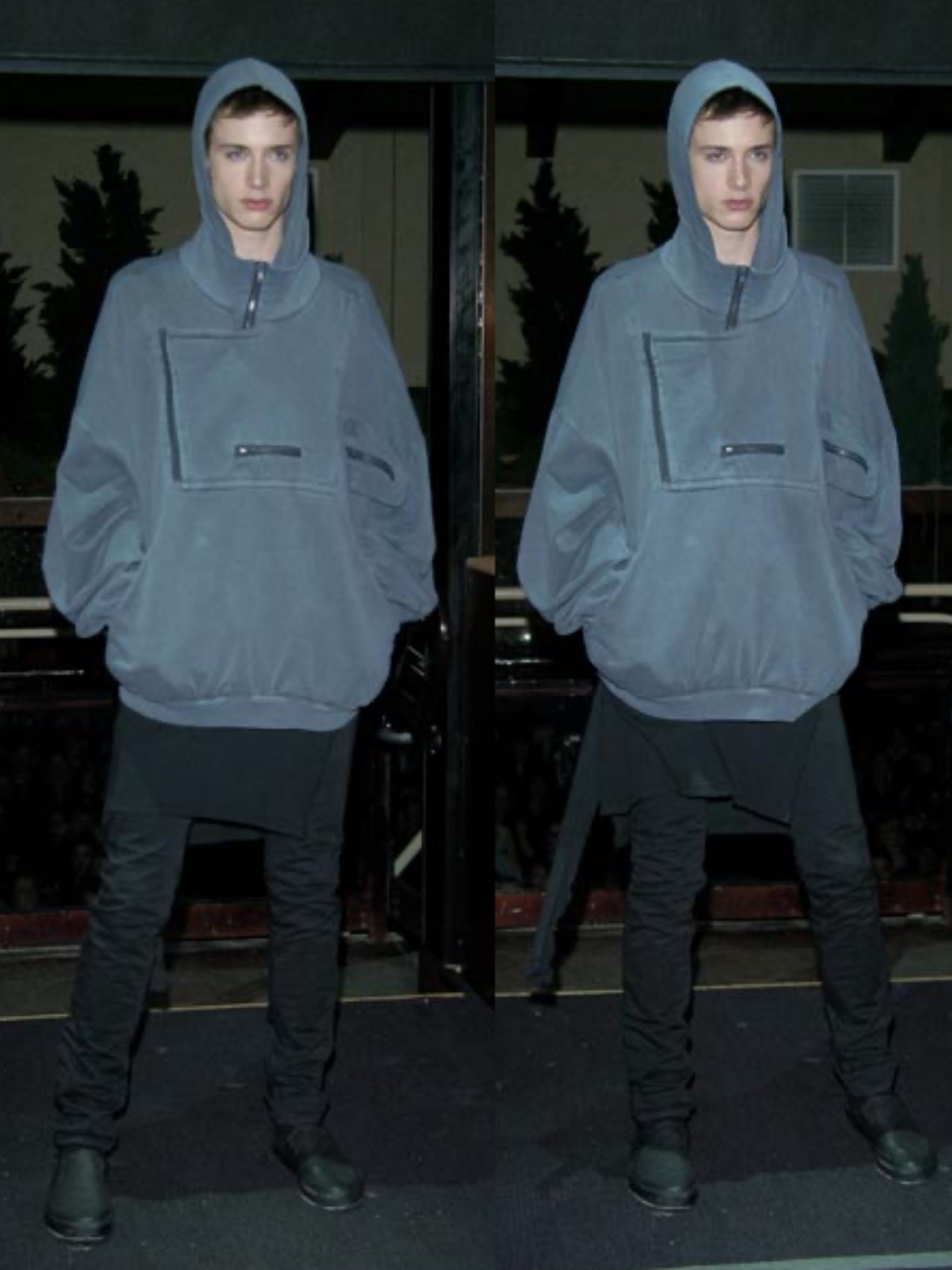AW04 Raf Simons ‘Waves’ Multi Pocket Teal Blue Cargo Hoodie