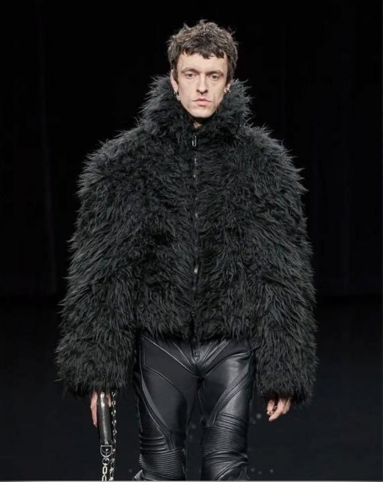AW20 Balenciaga ‘Faux Fur’ Cropped High Neck Bomber Jacket