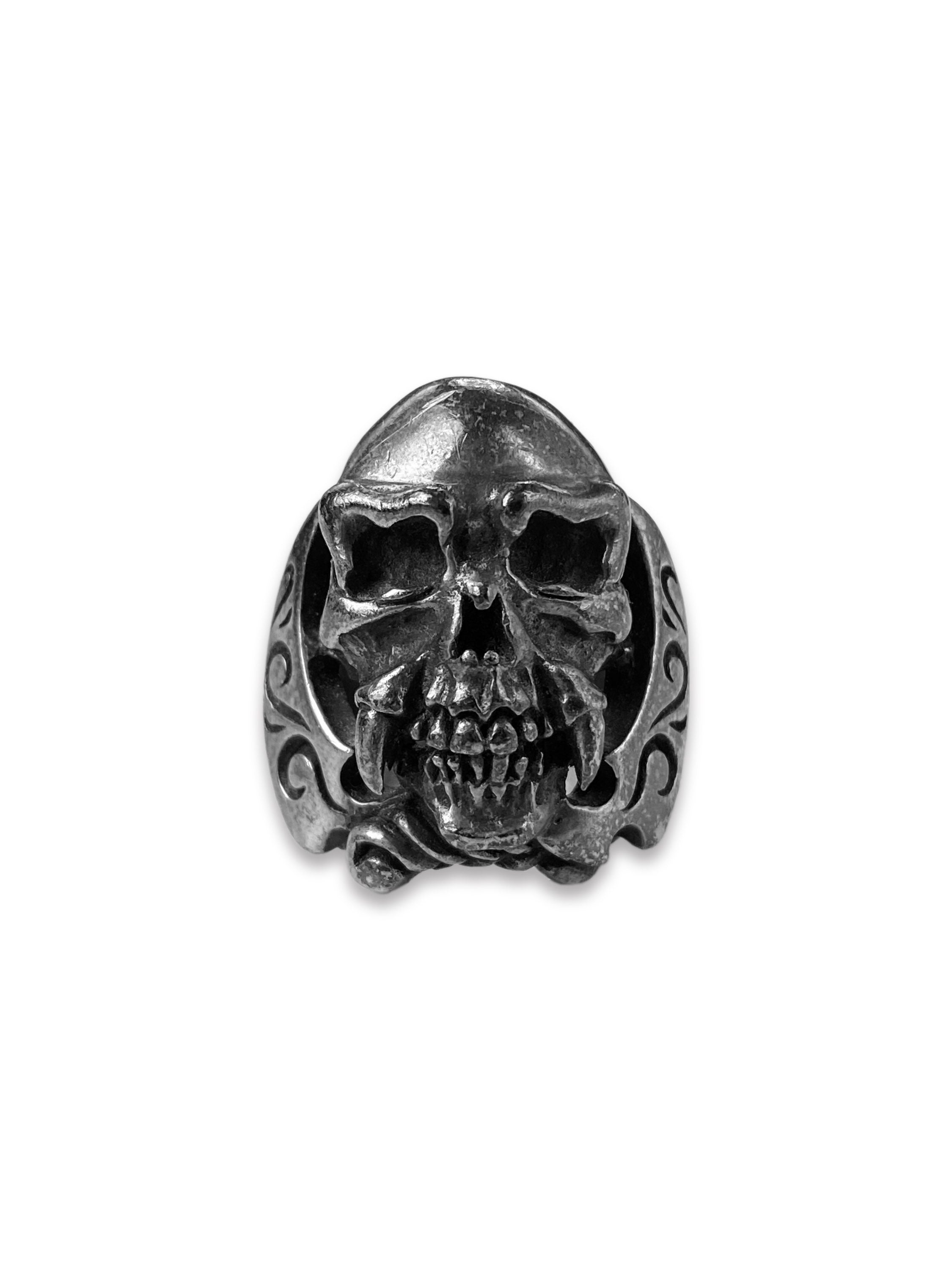 90s A&amp;G .925 Silver Etched ‘Skull’ Ring