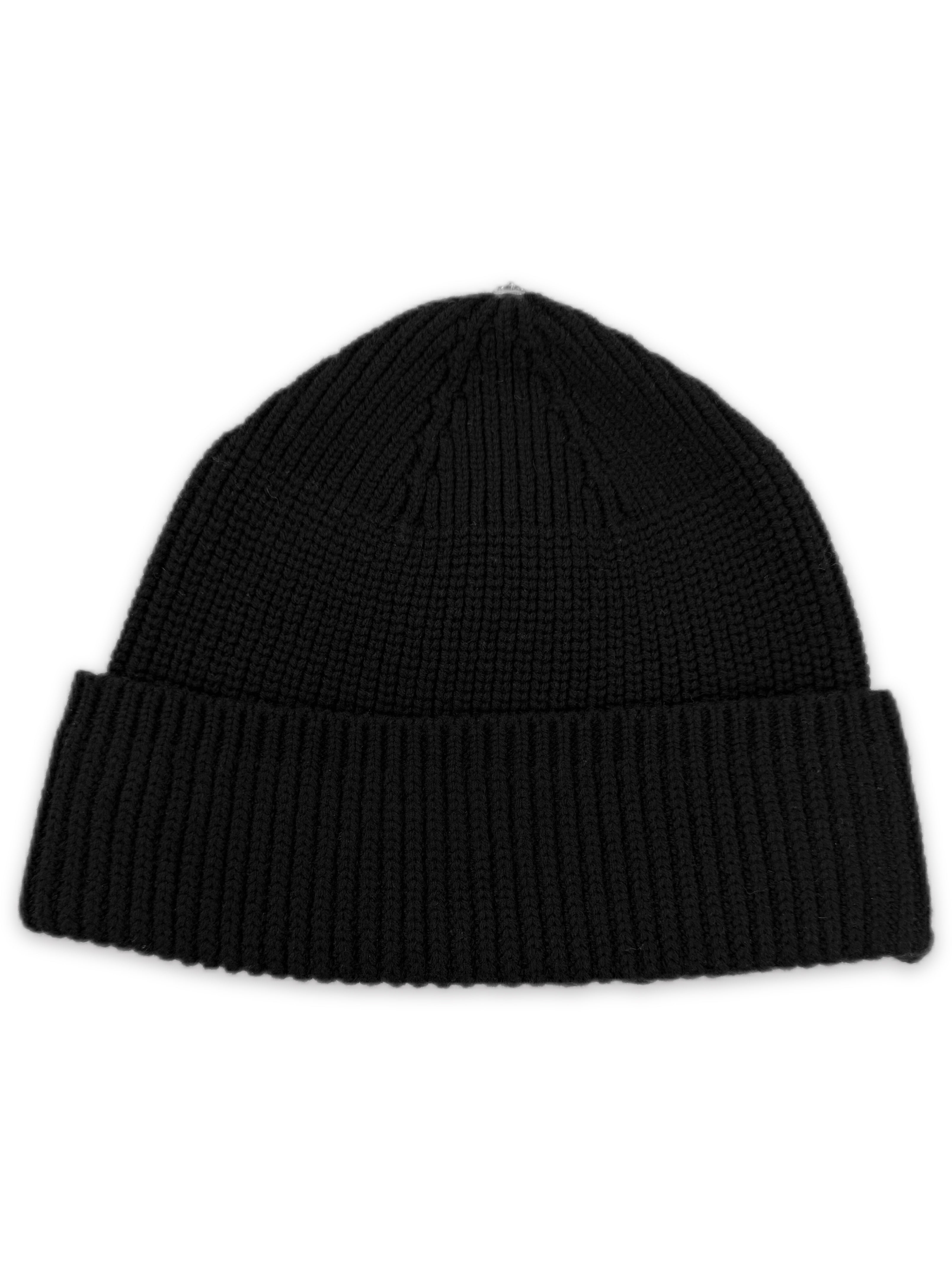 Chrome Hearts Triple Leather Cross Patch Silver Pendant Ribbed Black Beanie