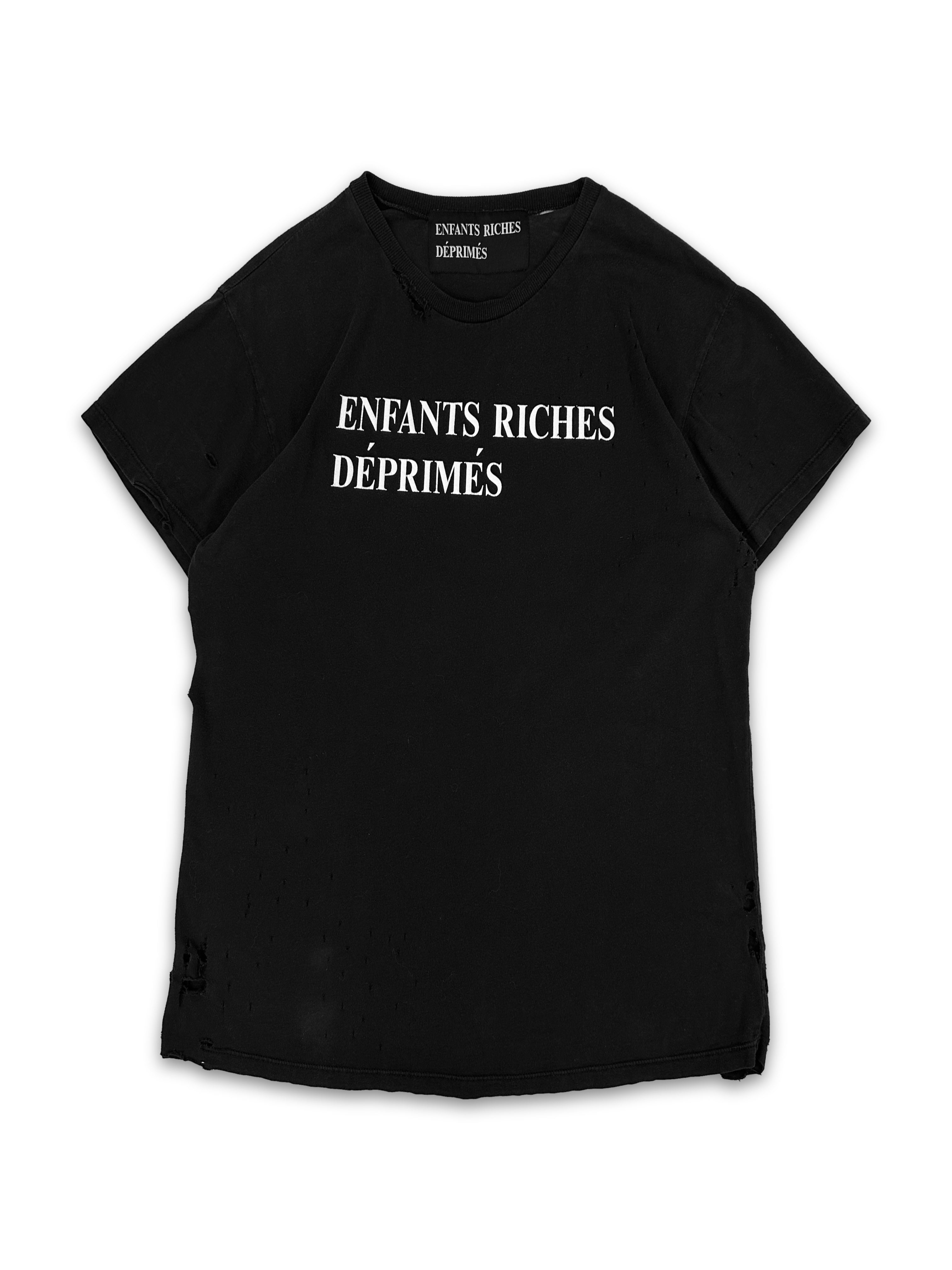 Enfants Riches Deprimes Black Distressed Logo T-Shirt
