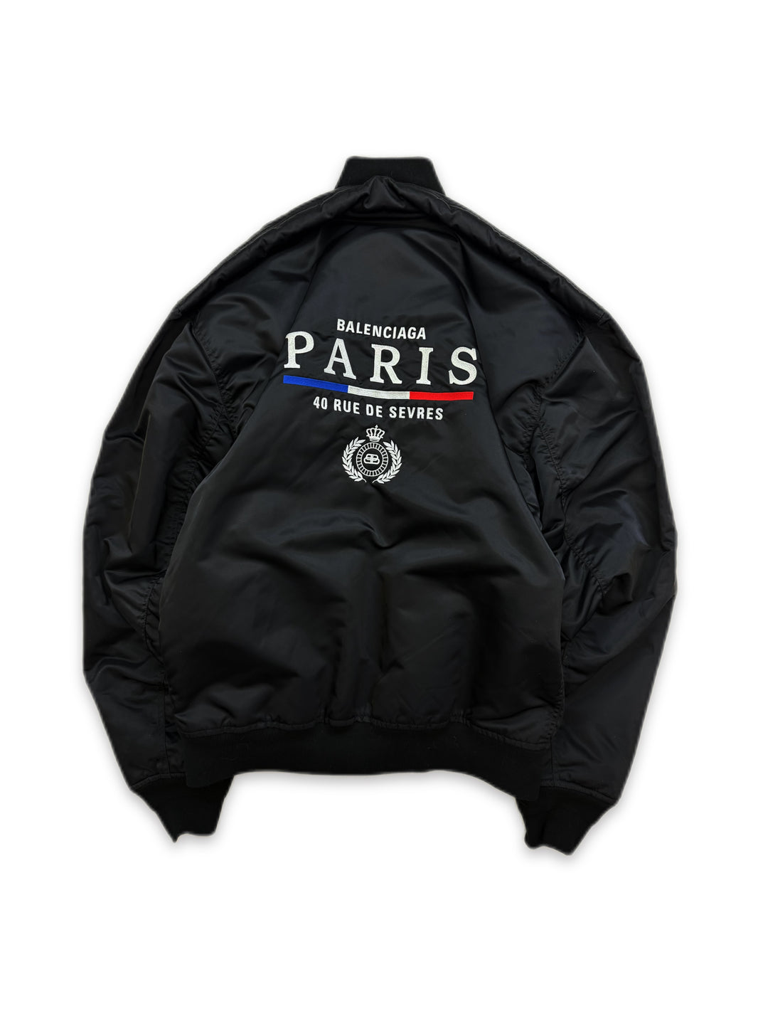 AW19 Balenciaga ‘Pinched’ Paris Effiel Black MA-1 Bomber Jacket