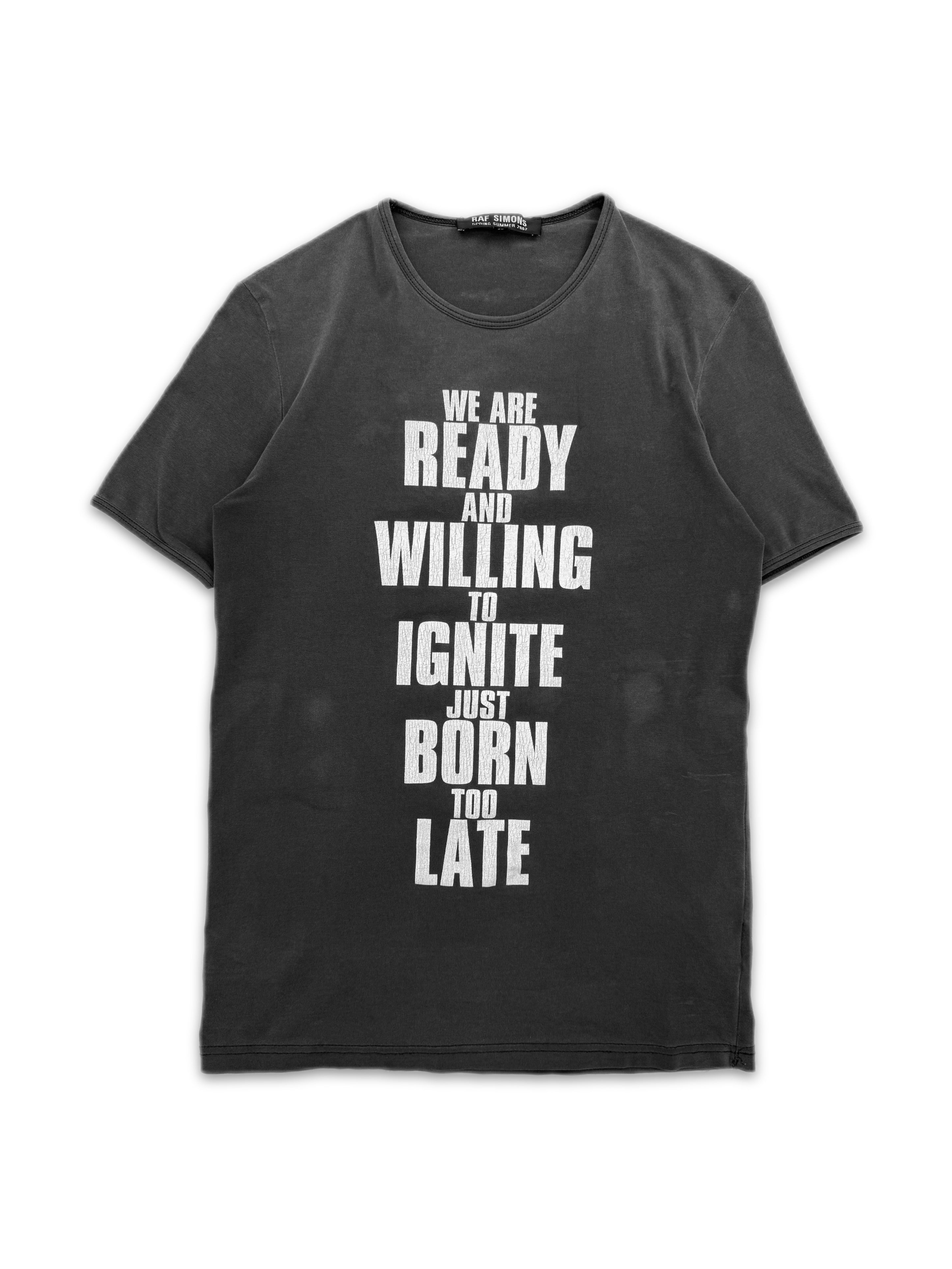 SS02 Raf Simons Kollaps ‘Ignite’ Ash Grey Fitted T-Shirt