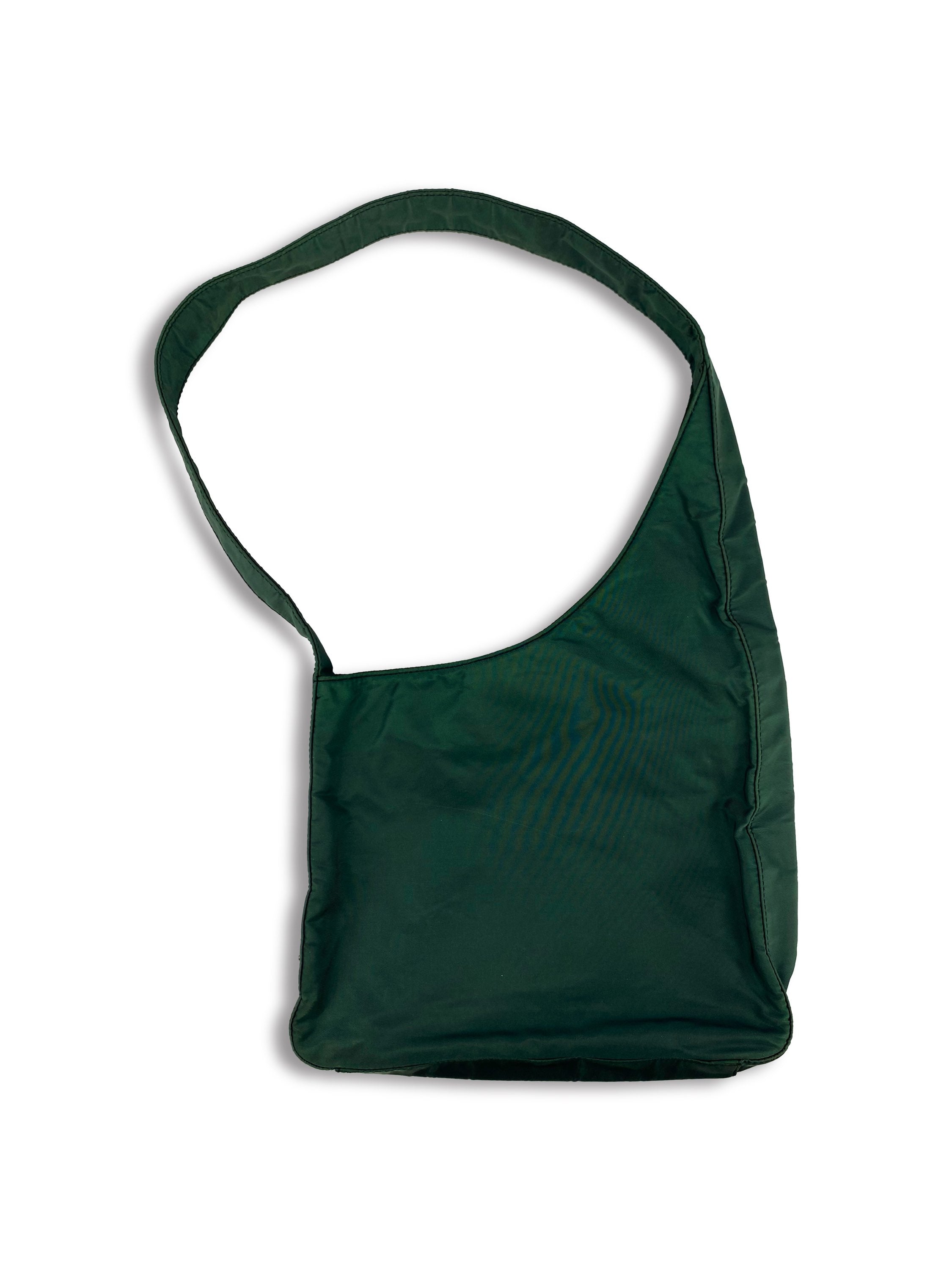 Prada Nylon Forest Green Triangle Logo Shoulder Bag