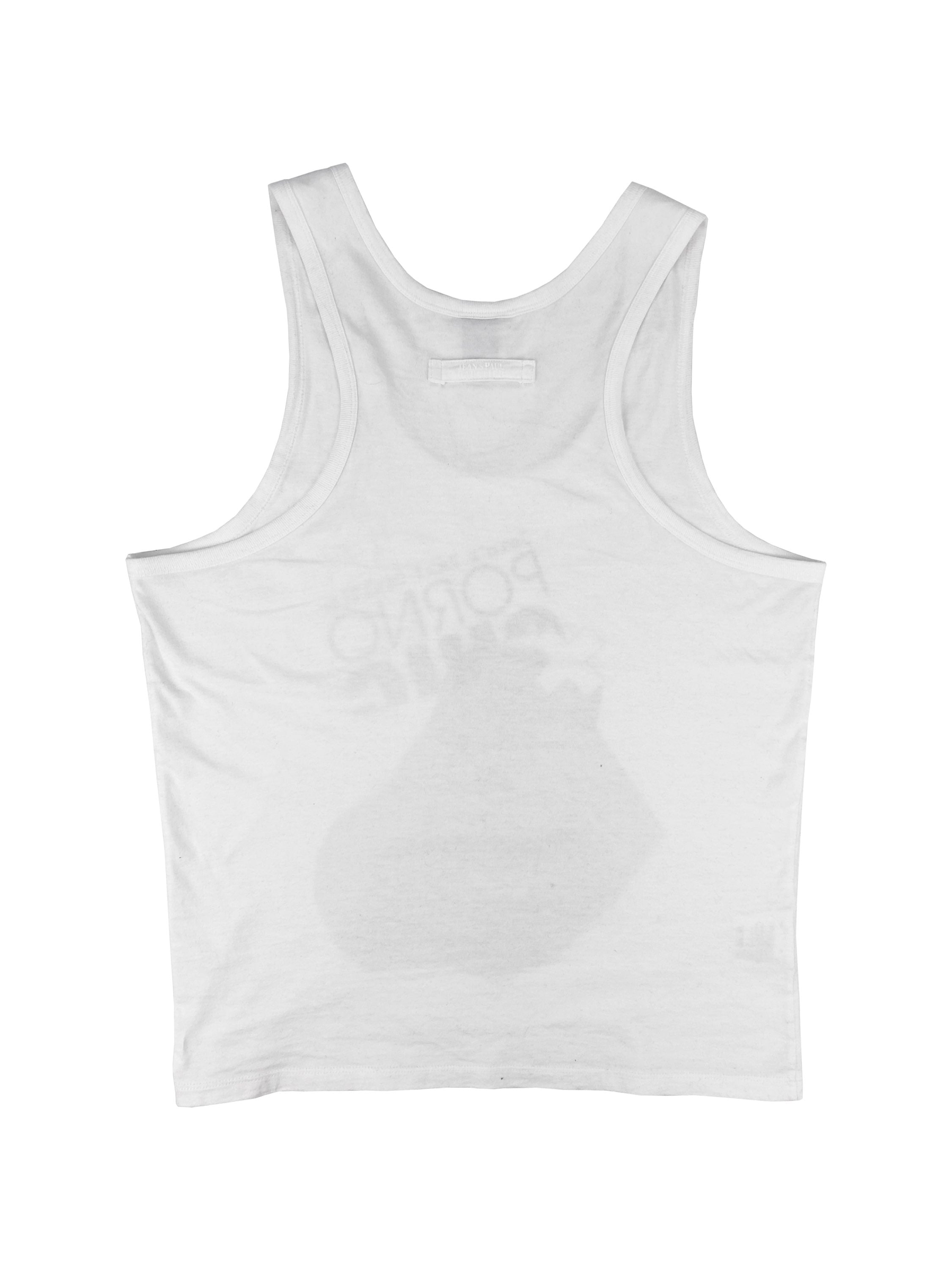 00s Jean Paul Gaultier ‘Porno Chic’ White Graphic Tank Top