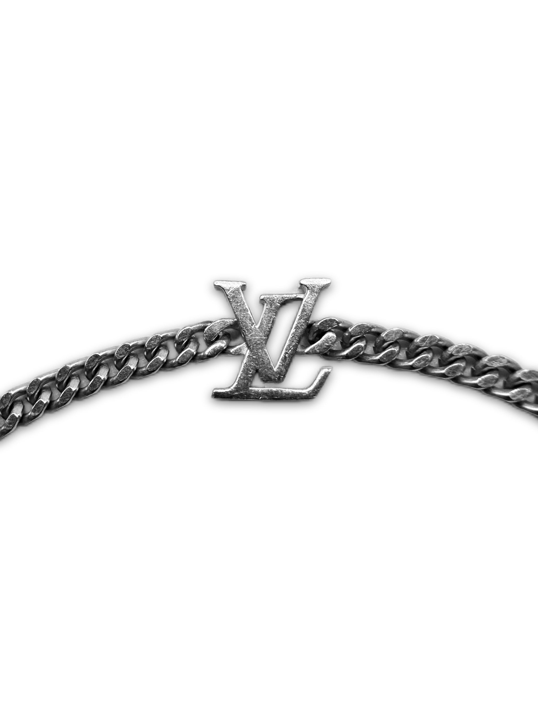 Louis Vuttion ‘Instict’ Silver Monogram Cuban Link Bracelet