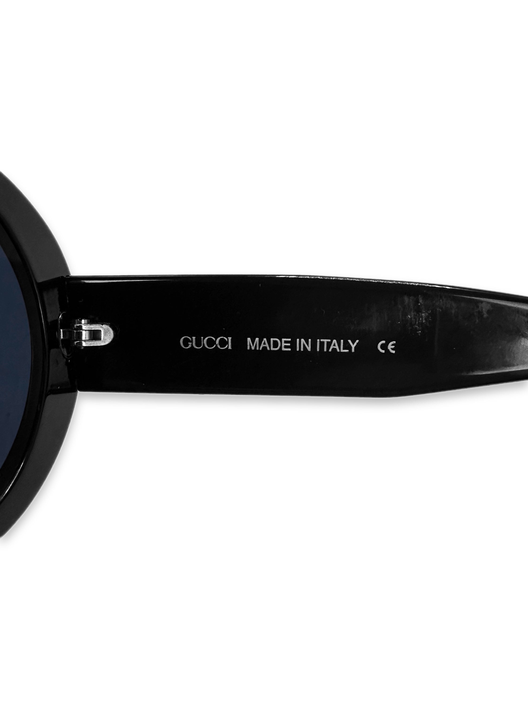 Gucci Silver GG Black Frane Blue Tint Sunglasses