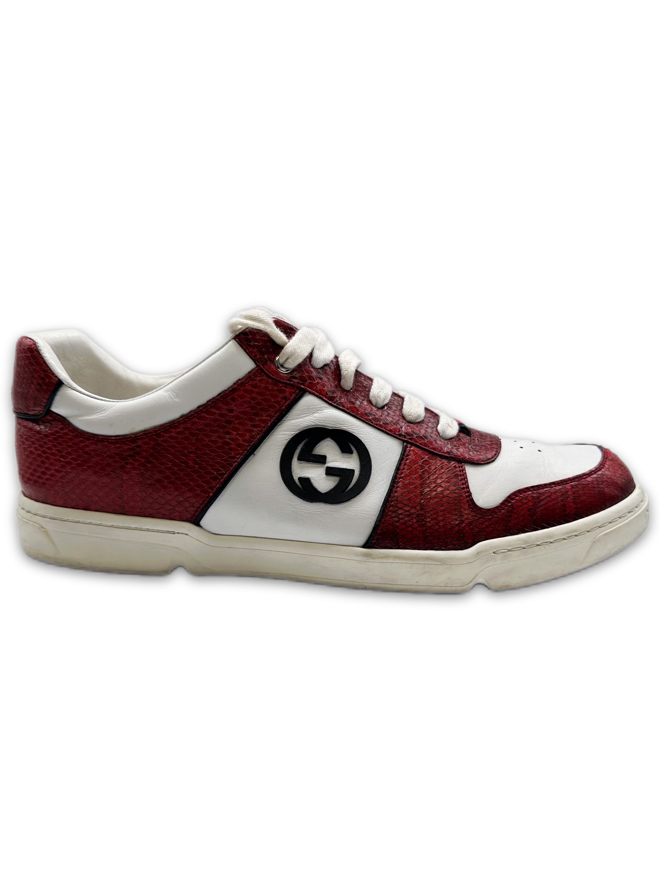 Gucci Red Python Faux Leather GG Monogram Low-top Sneakers