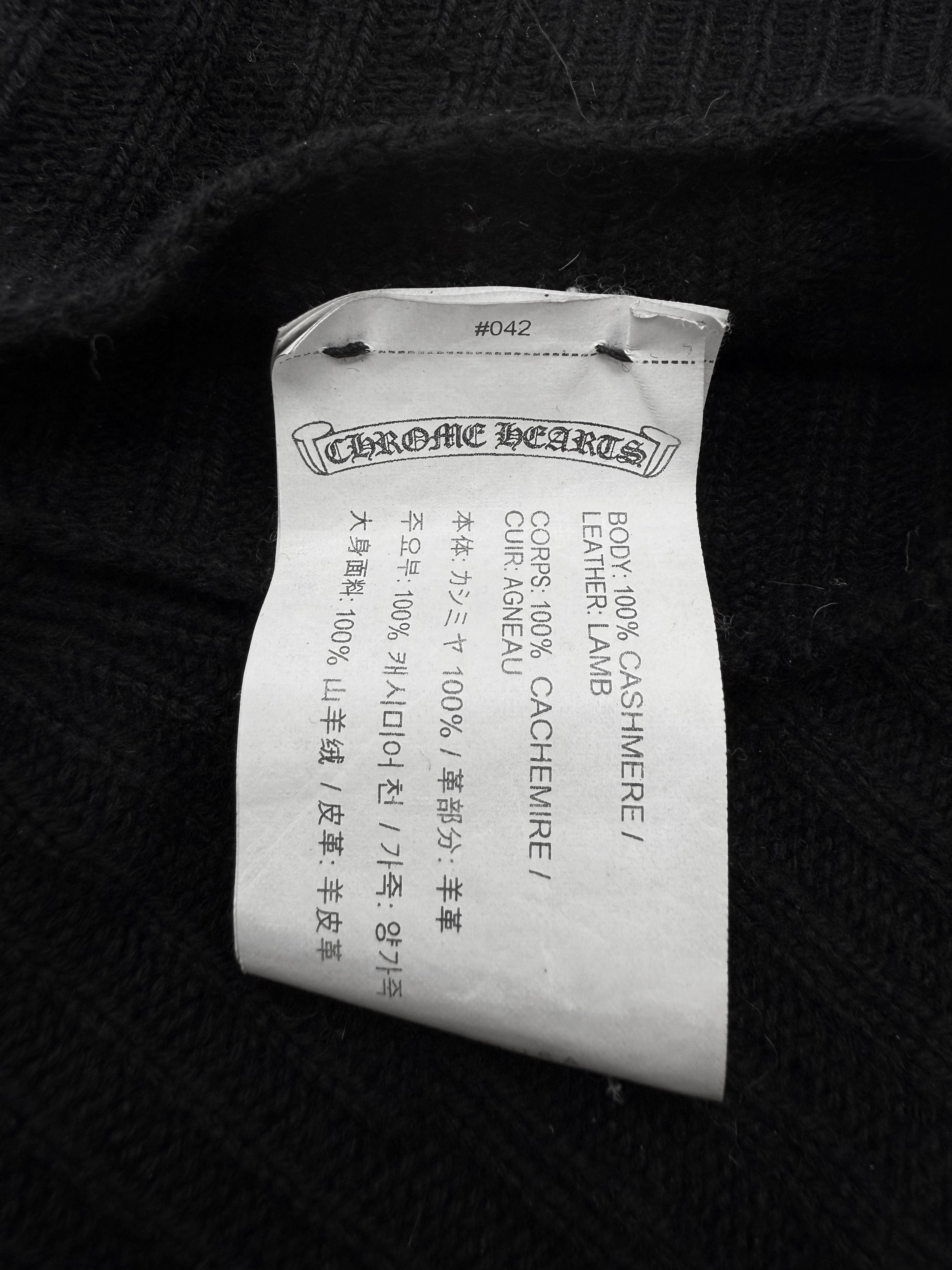 Chrome Hearts Leather Plus Patch Sticky Cashmere Fingerless Gloves
