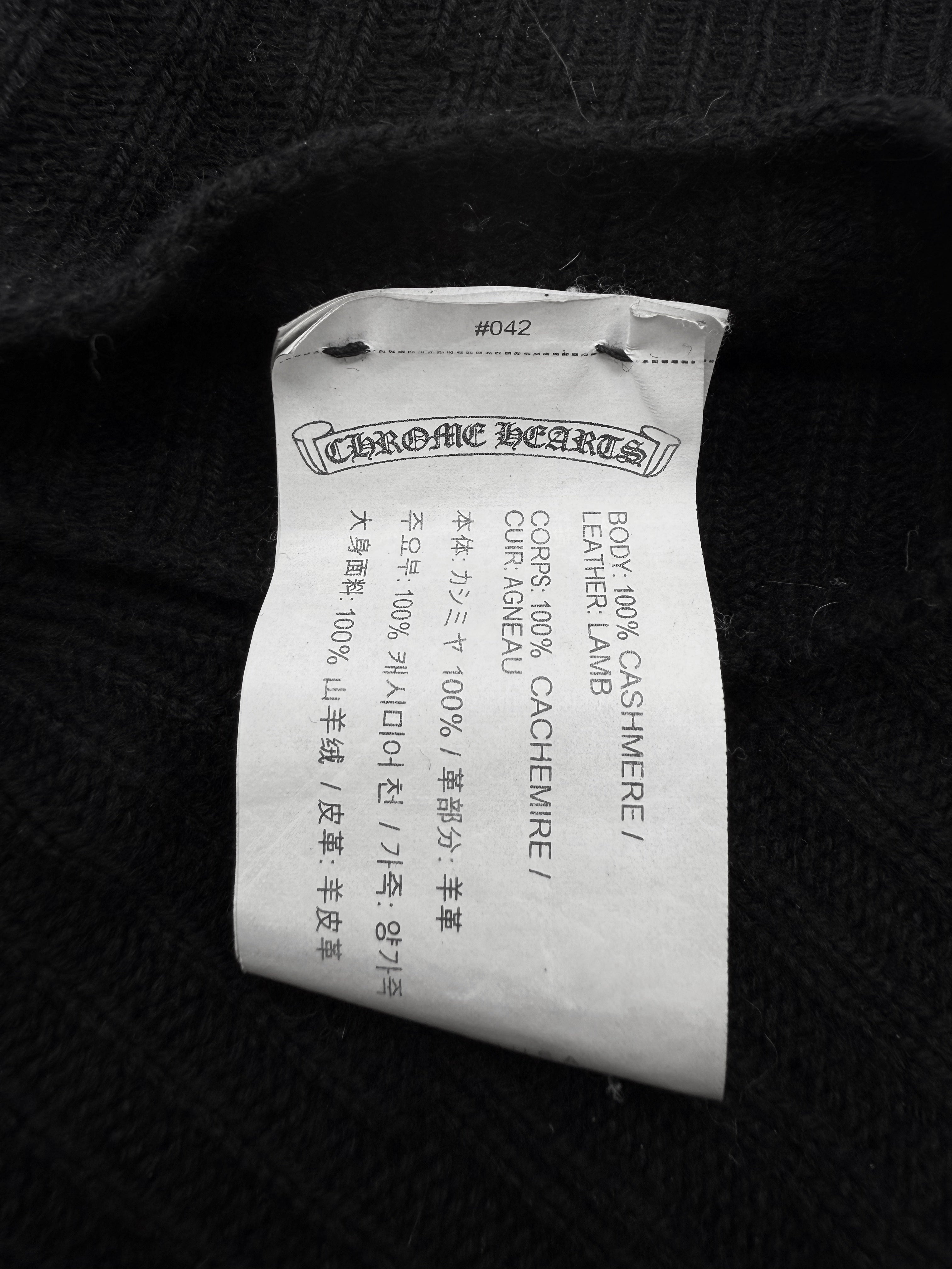 Chrome Hearts Leather Plus Patch Sticky Cashmere Fingerless Gloves