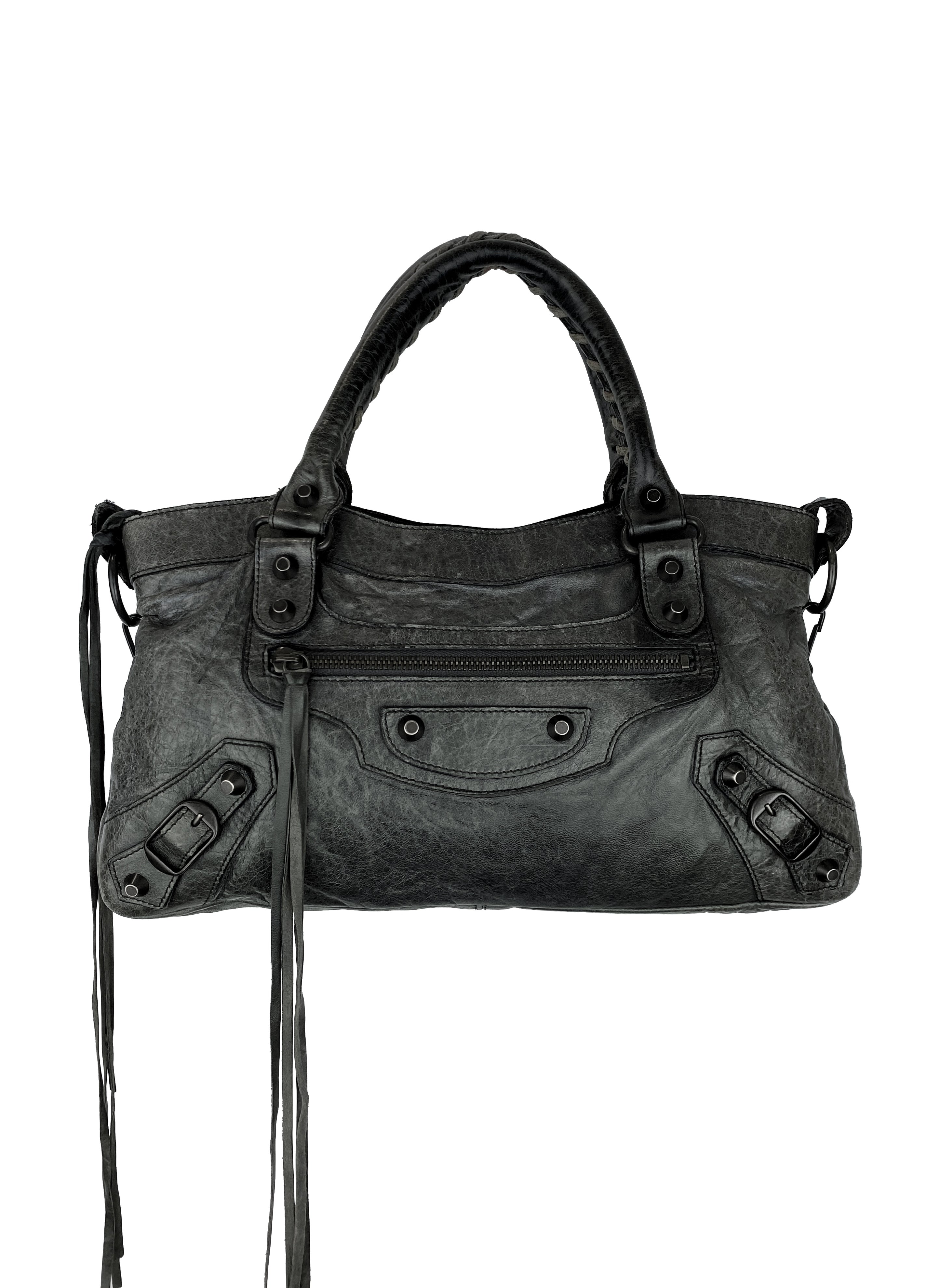 Balenciaga Lambskin Leather Tassel Weaved “City” Bag