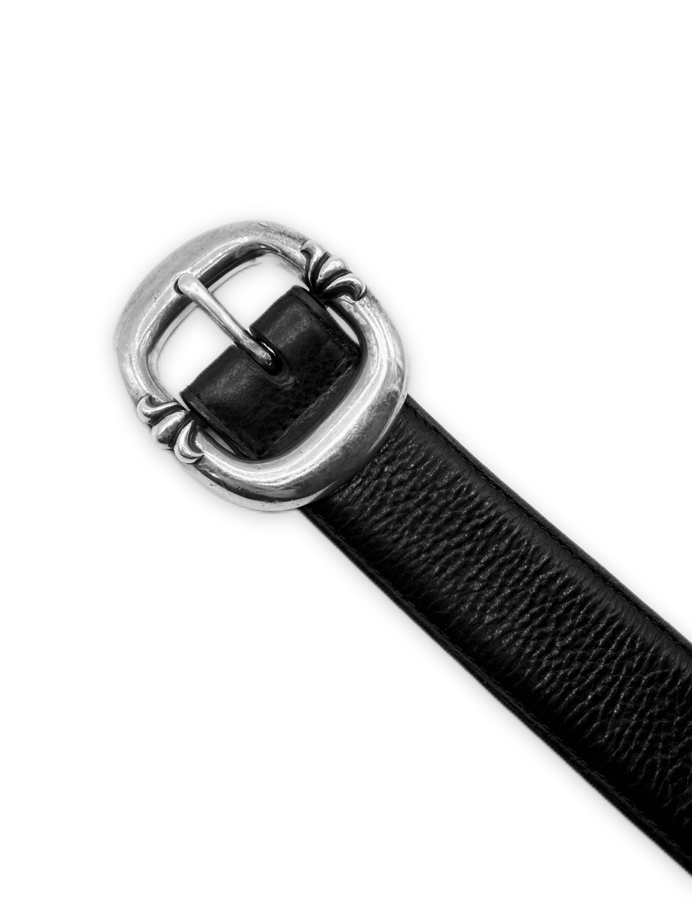 Chrome Hearts 1.5 inch Gunslinger .925 Silver Black Leather Belt