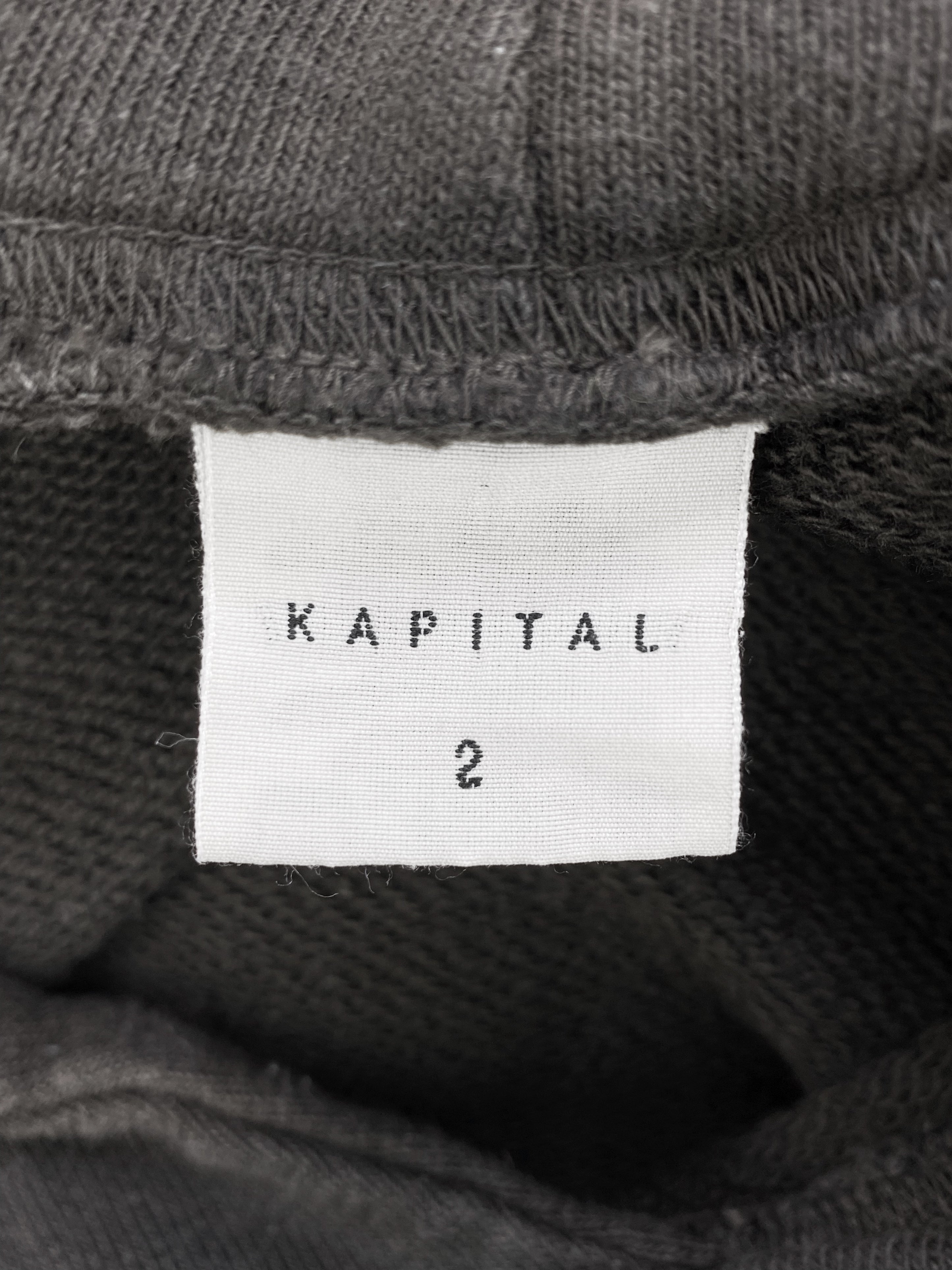 Kapital “SURF” Button Clasp Slate Grey Raglan Hoodie