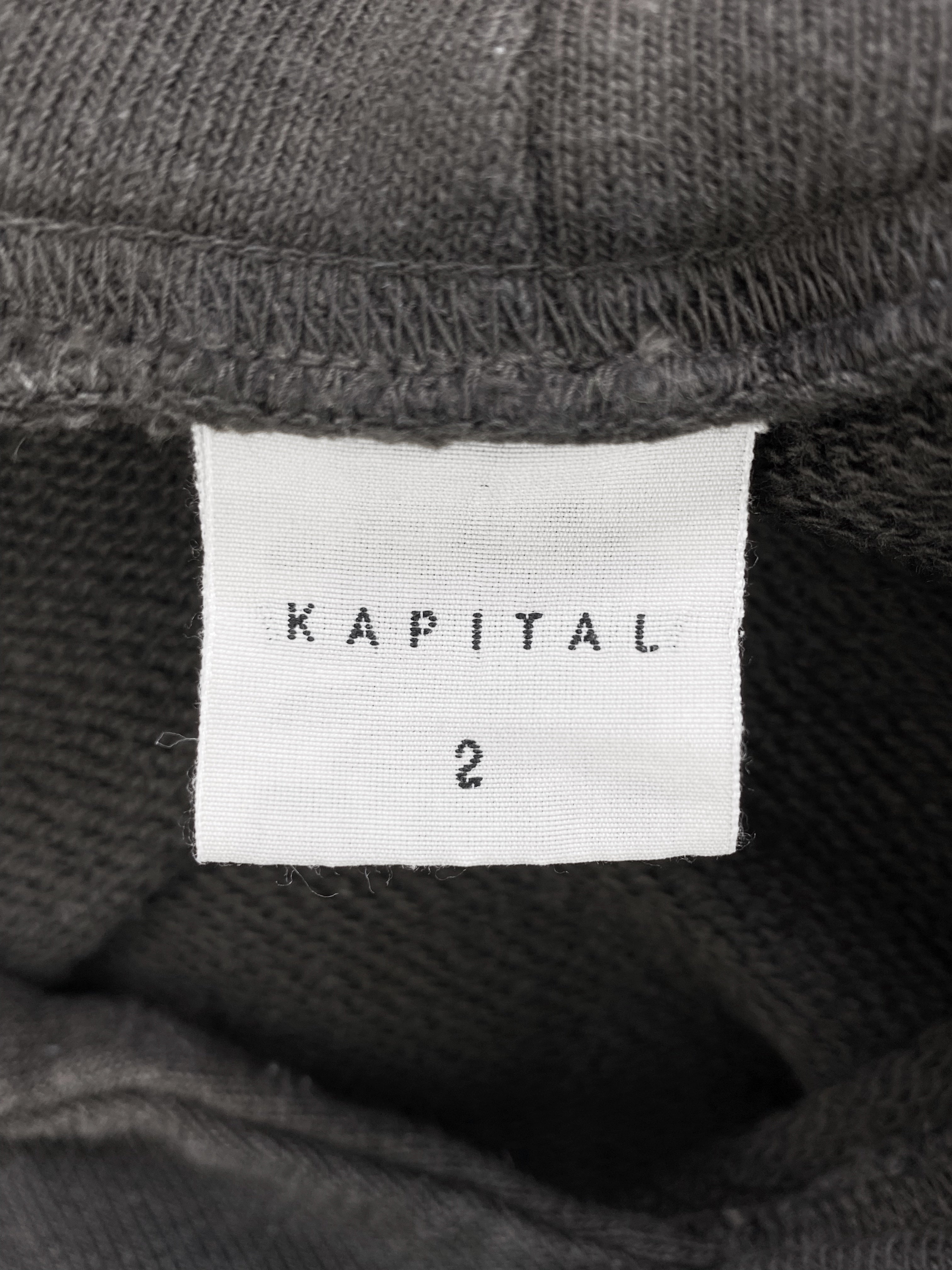Kapital “SURF” Button Clasp Slate Grey Raglan Hoodie