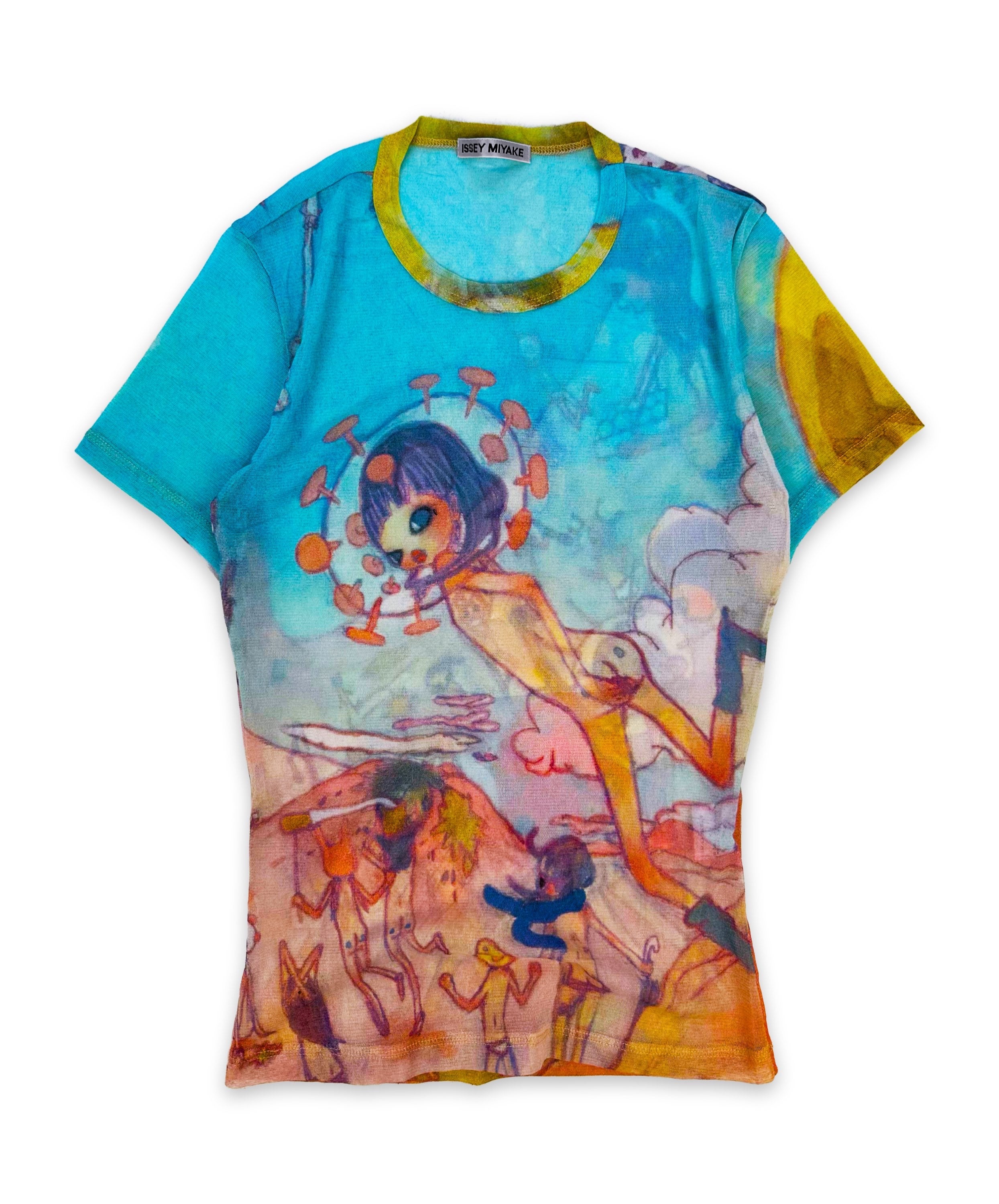 トップス Aya Takano x MIKIOSAKABE 22AW OVER SHIRT AW04 ISSEY MIYAKE X AYA TAKANO 'SUPERFLAT' MESH T-SHIRT