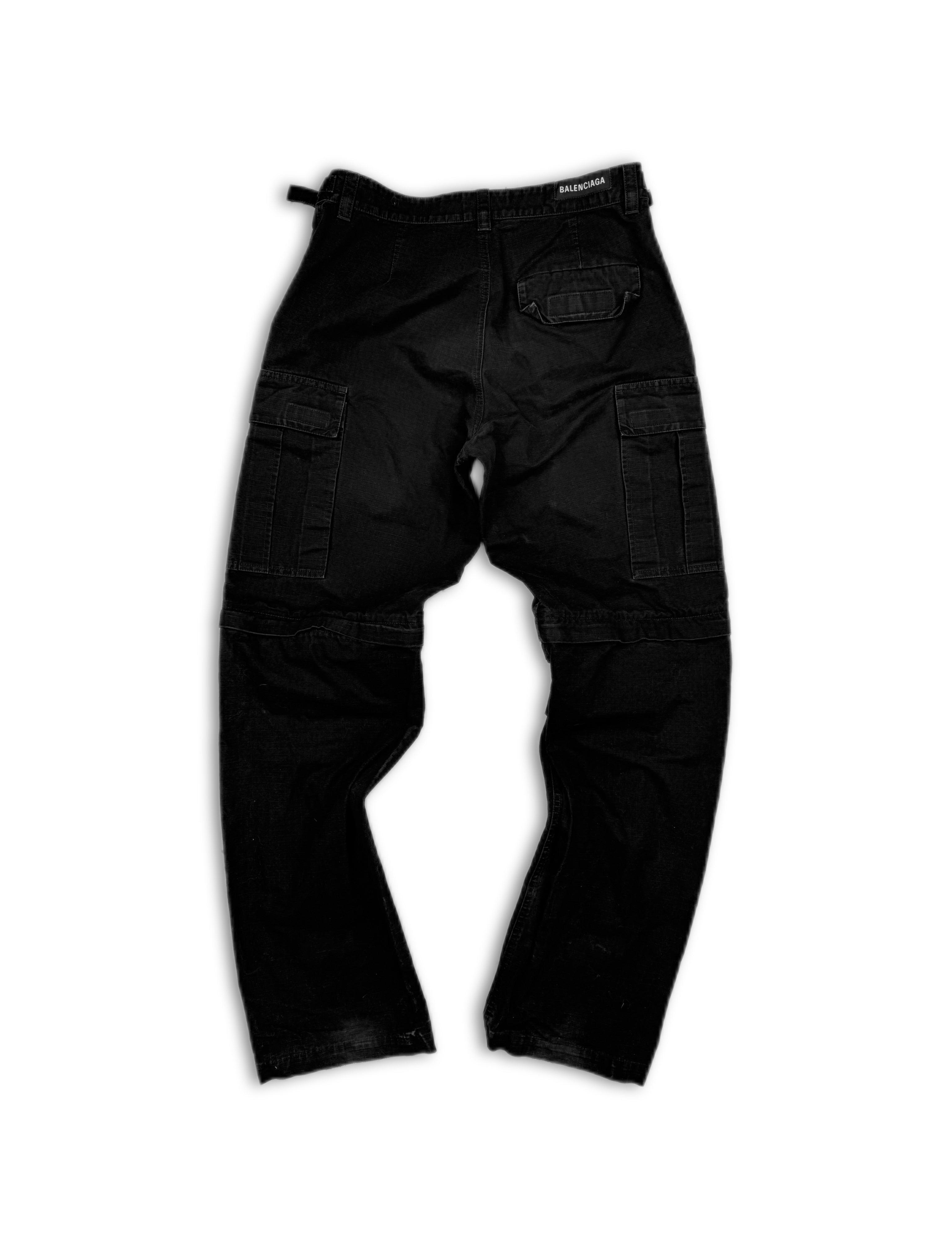 AW22 Balenciaga Multi Pocket Black Convertible Cargo Pants