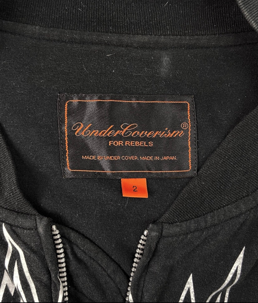 SS06 Undercover “T” Klaus Graphic Black Cotton Bomber Jacket