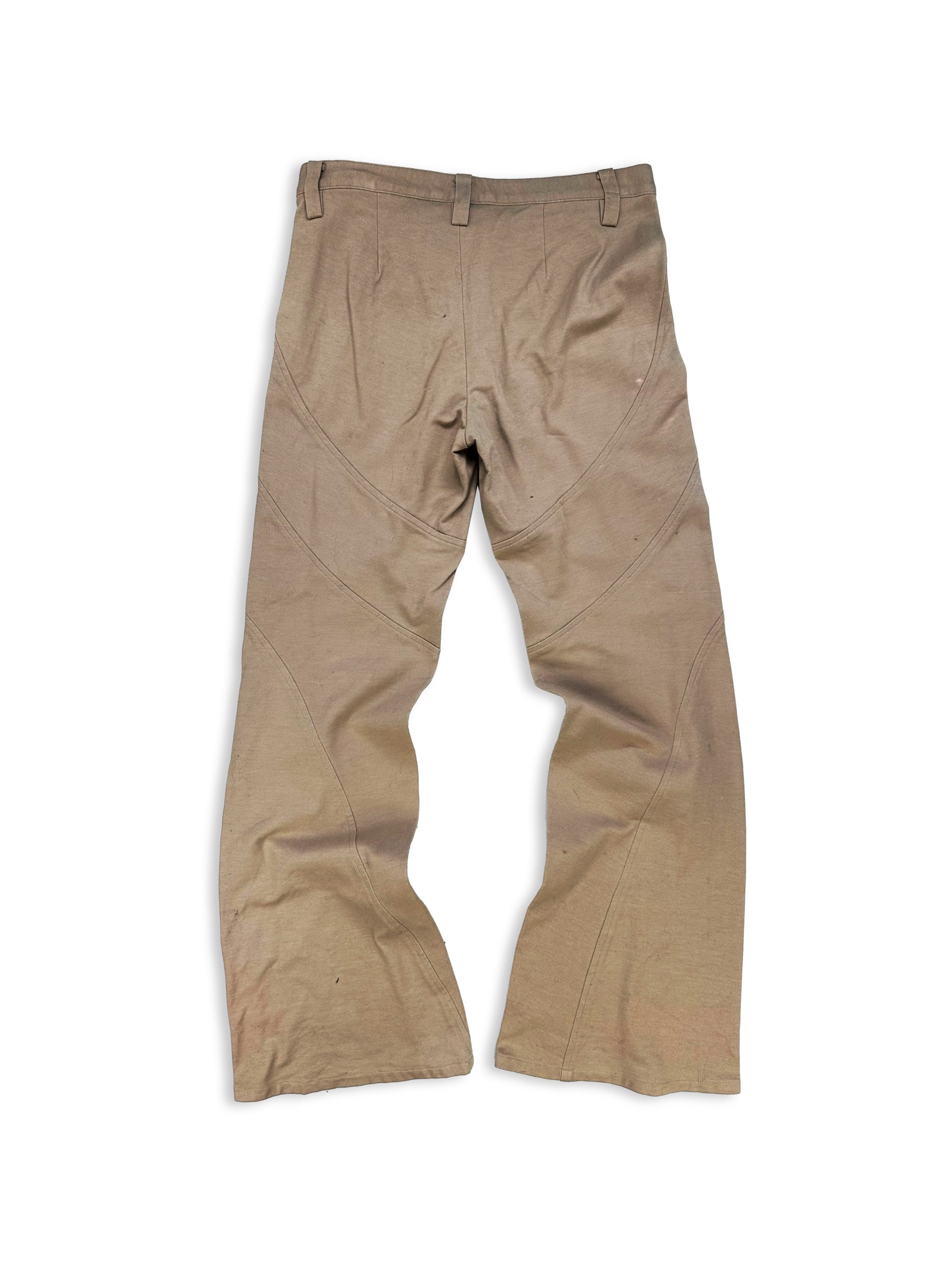 00s Issey Miyake ‘Spiral’ Flared Cut Tan Trousers