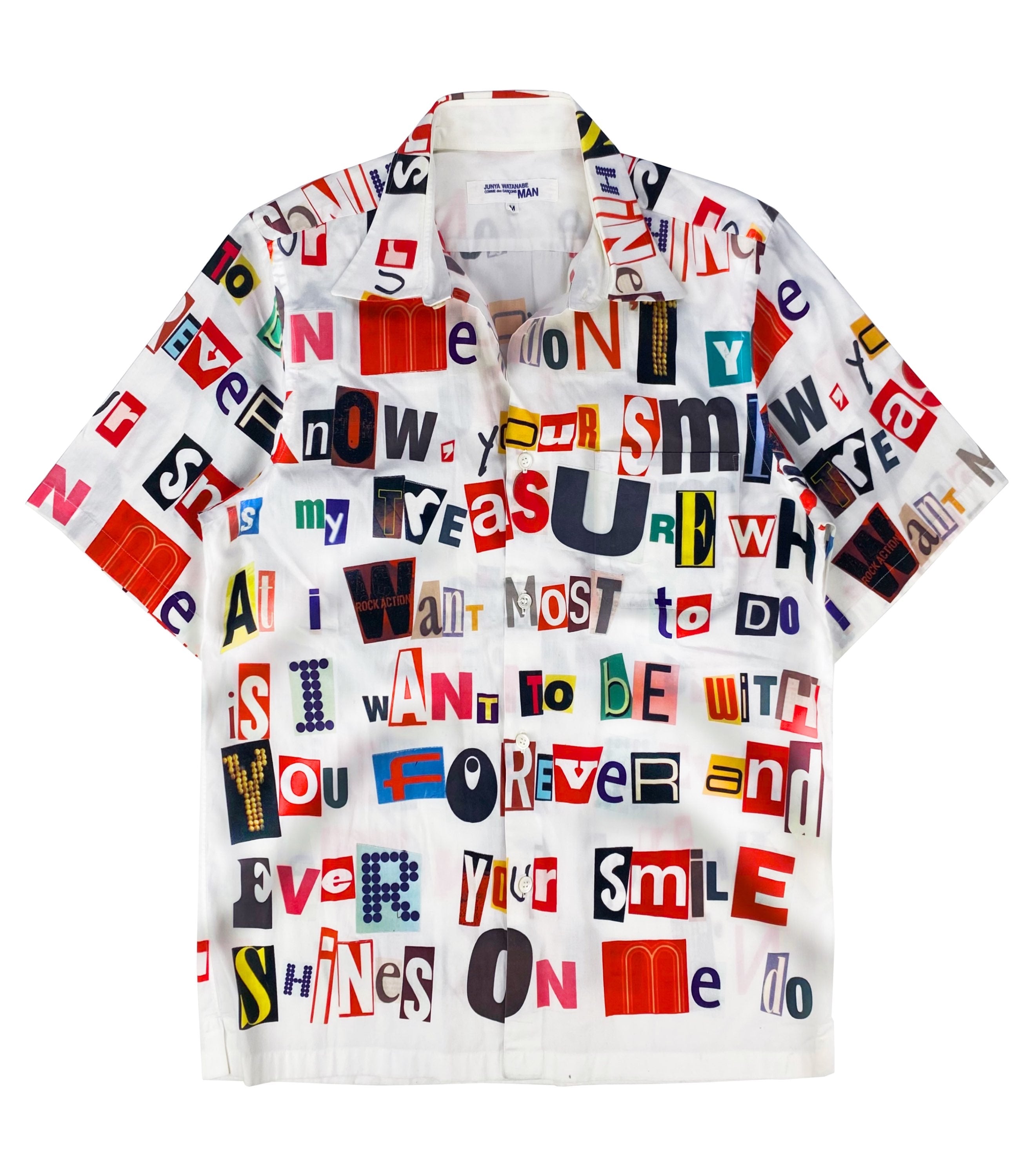 SS02 Junya Watanabe ‘Ransom Note’ Graphic Camp Collar Shirt