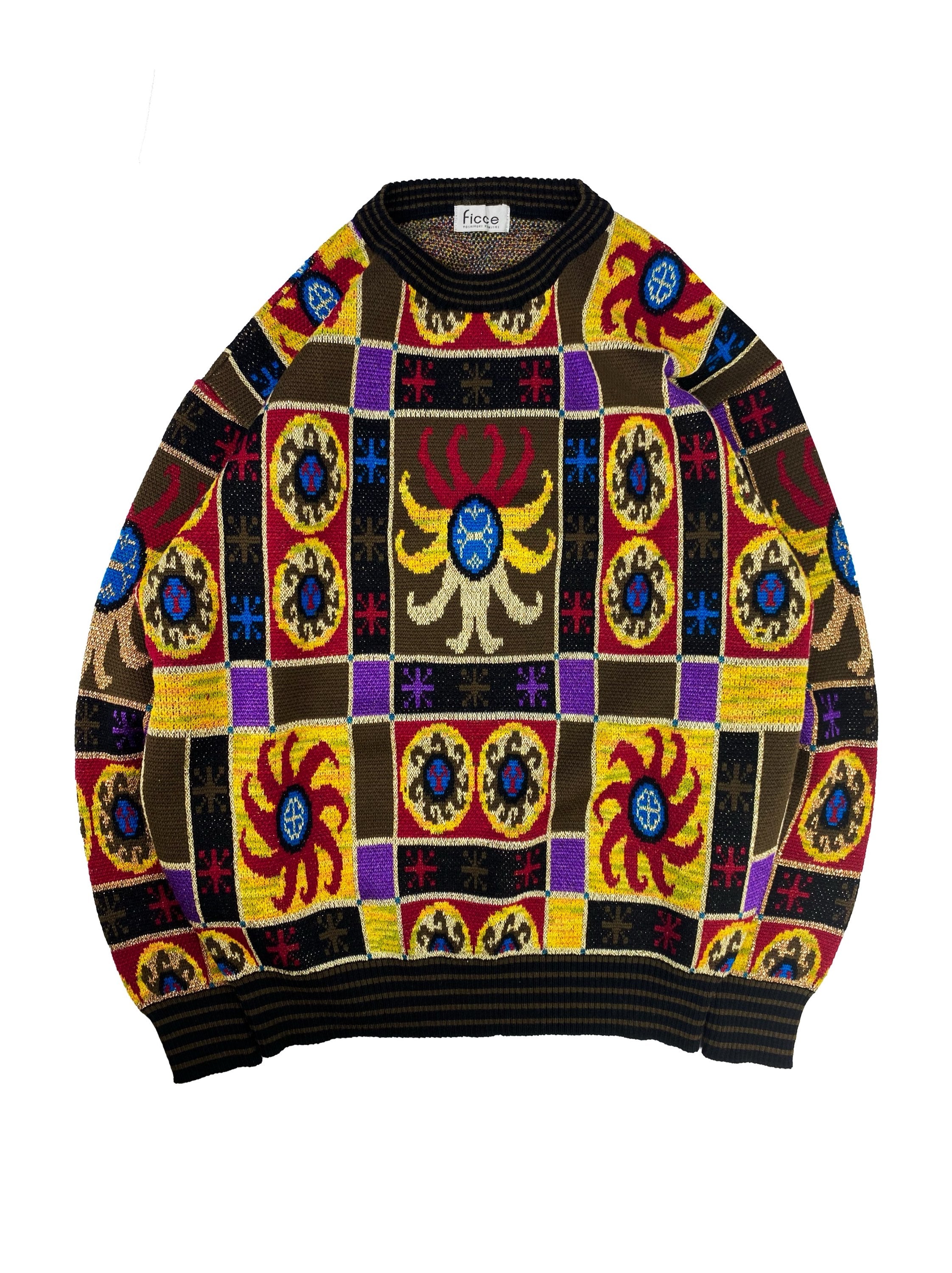 90s Yoshiyuki Konishi Patchwork Style Geometric Knit Sweater