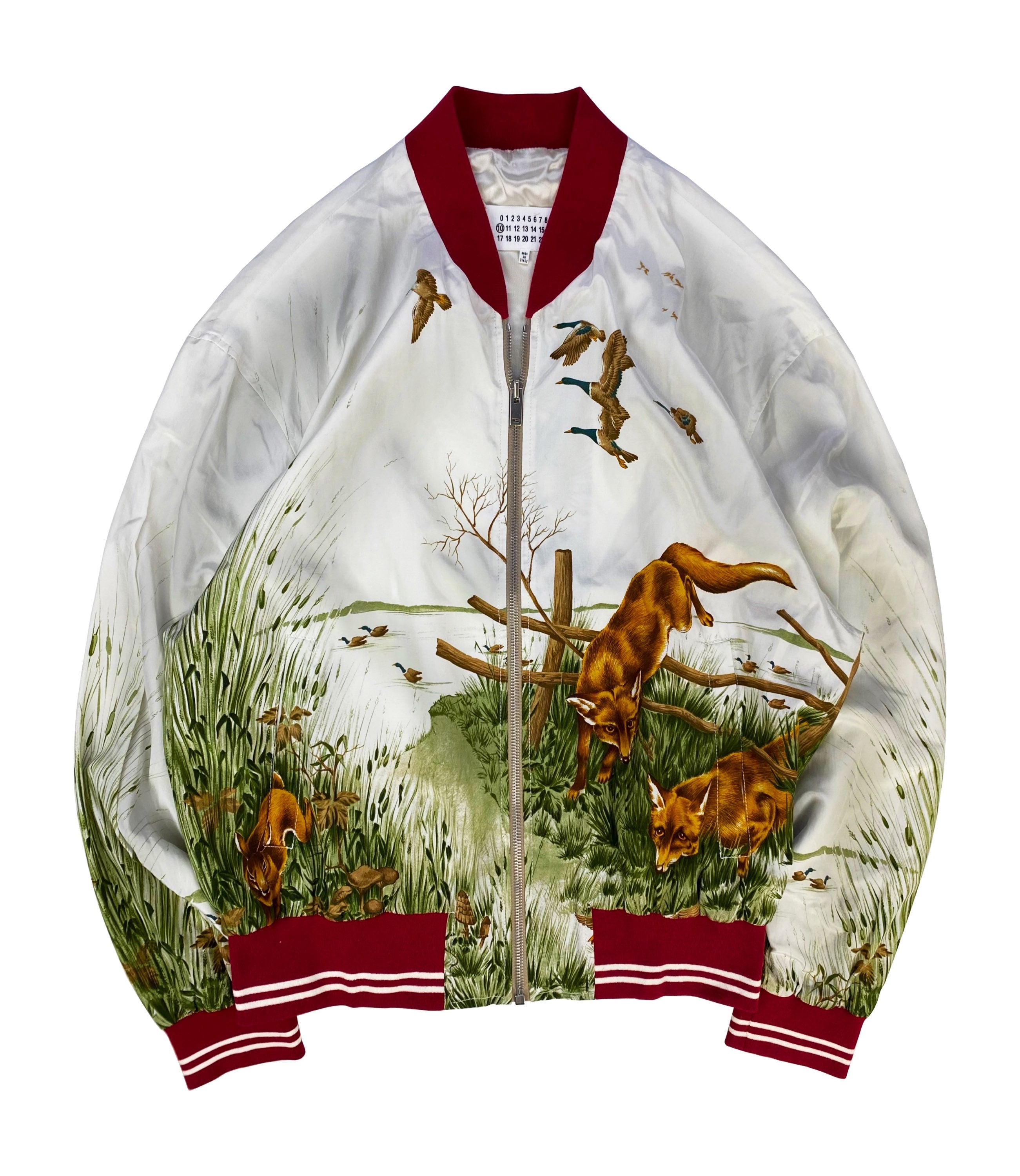 AW17 Maison Margiela ‘Fox’ Silk Graphic Tonal Bomber Jacket