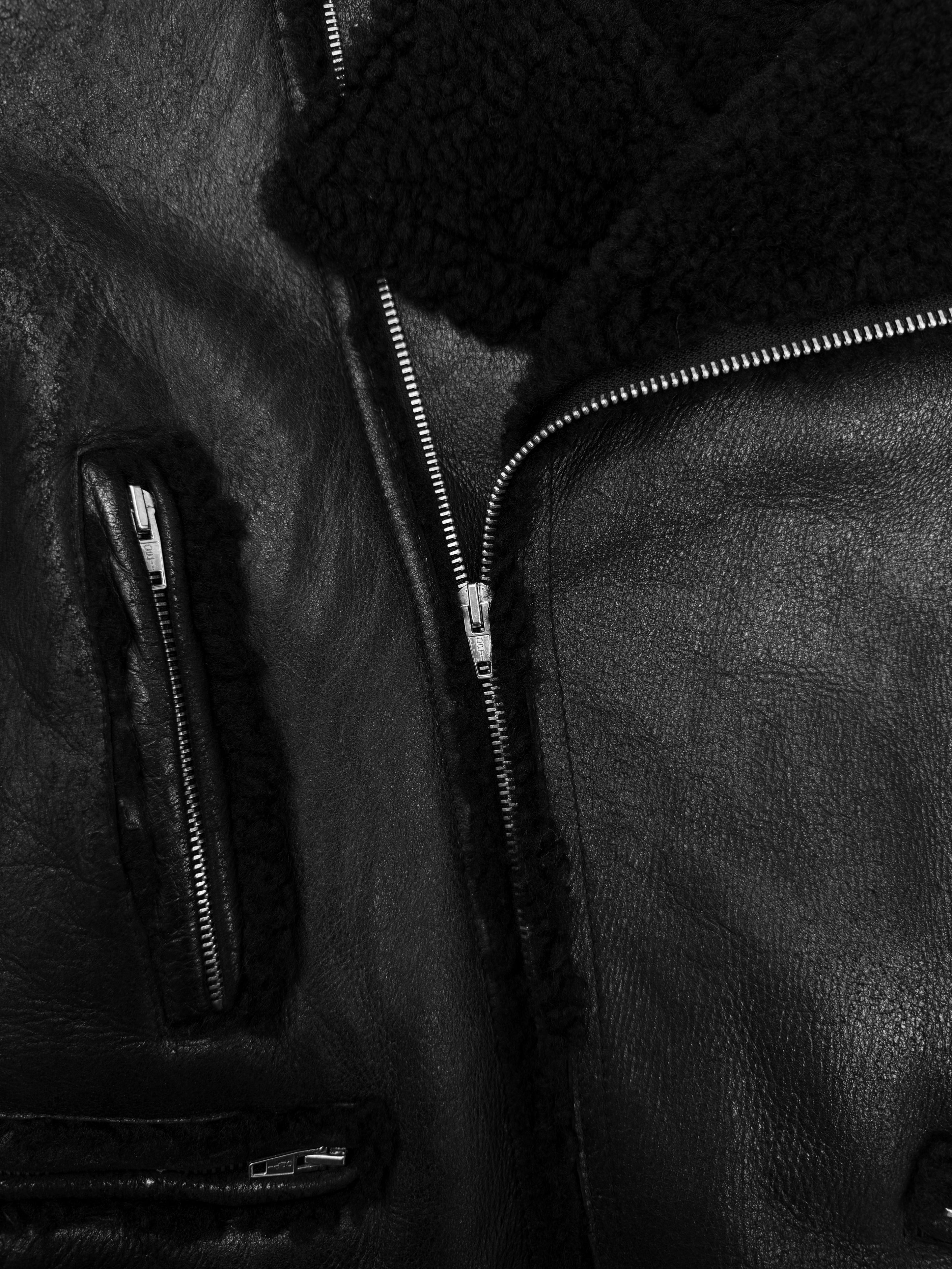AW03 Raf Simons ‘Closer’ Shearling Lined Black Leather Perfecto Jacket