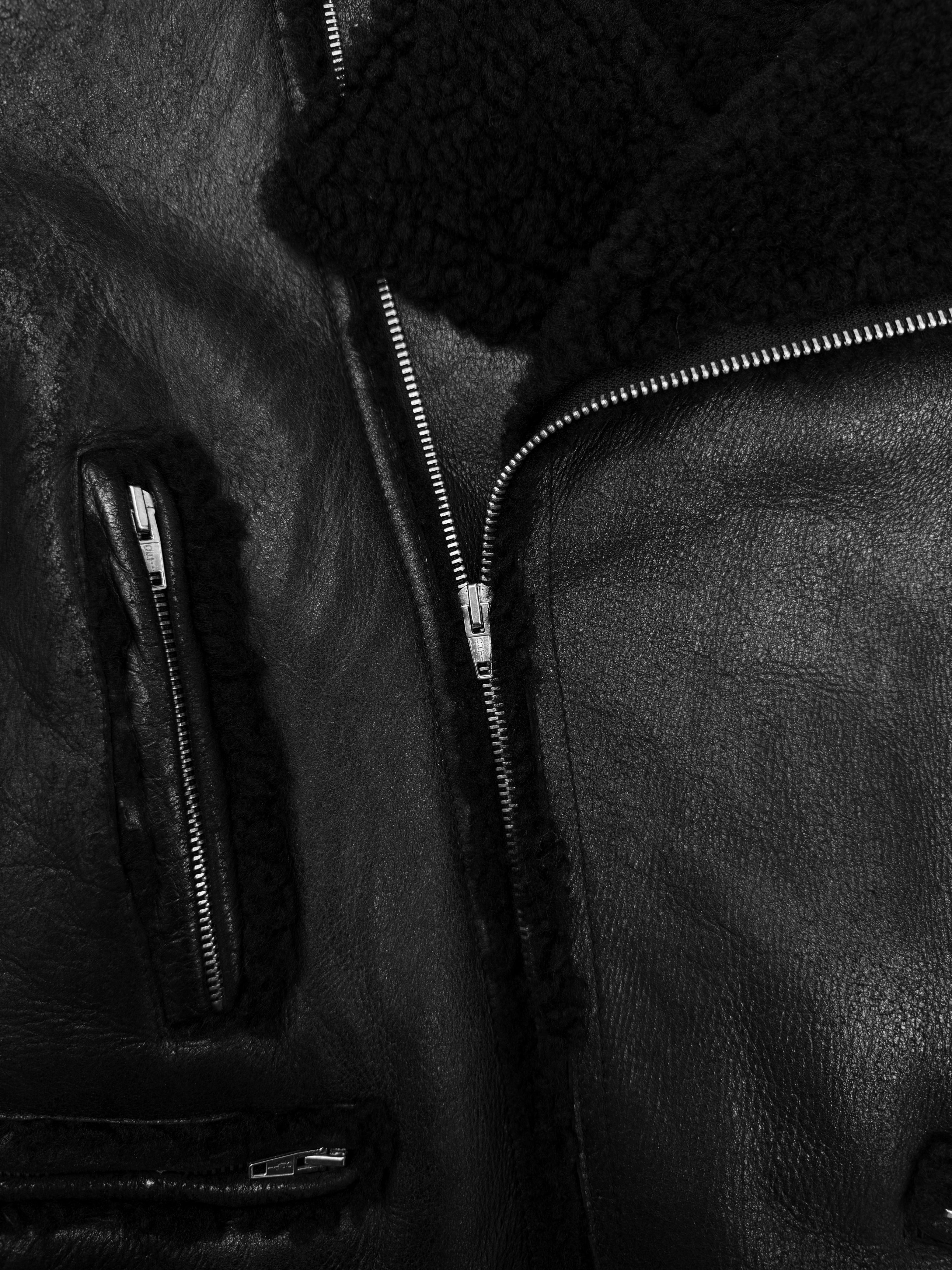 AW03 Raf Simons ‘Closer’ Shearling Lined Black Leather Perfecto Jacket