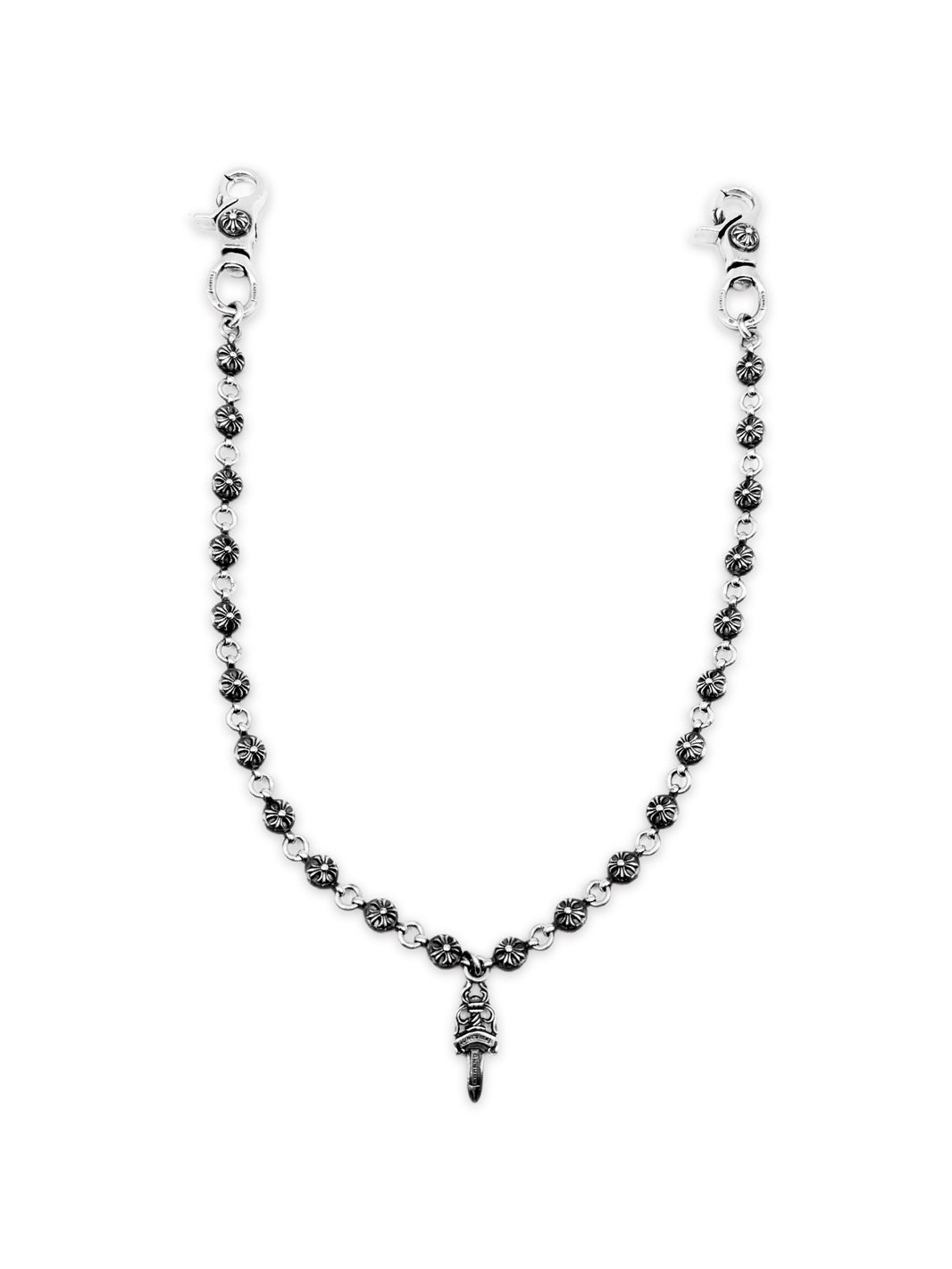 Chrome Hearts Dagger Pendant 22 Link Cross Ball Double Lobster Wallet Chain