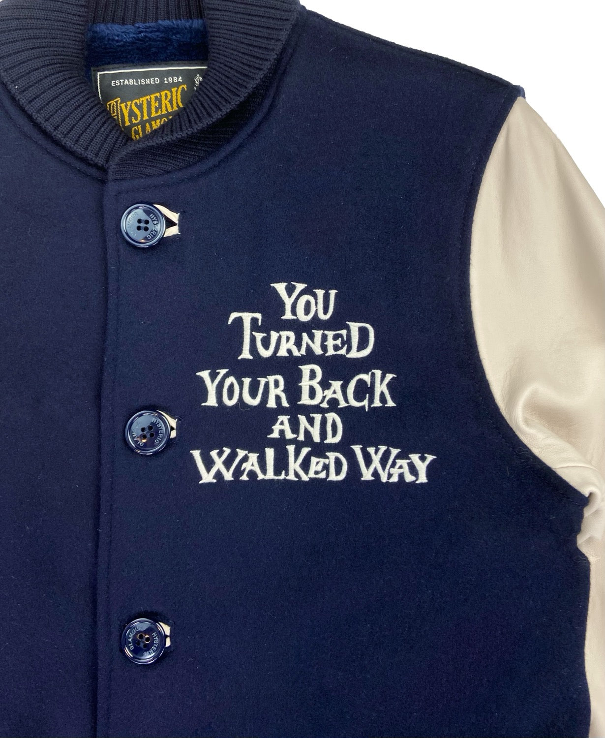 Hysteric Glamour “You Turned Your Back” Navy Varsity Jacket