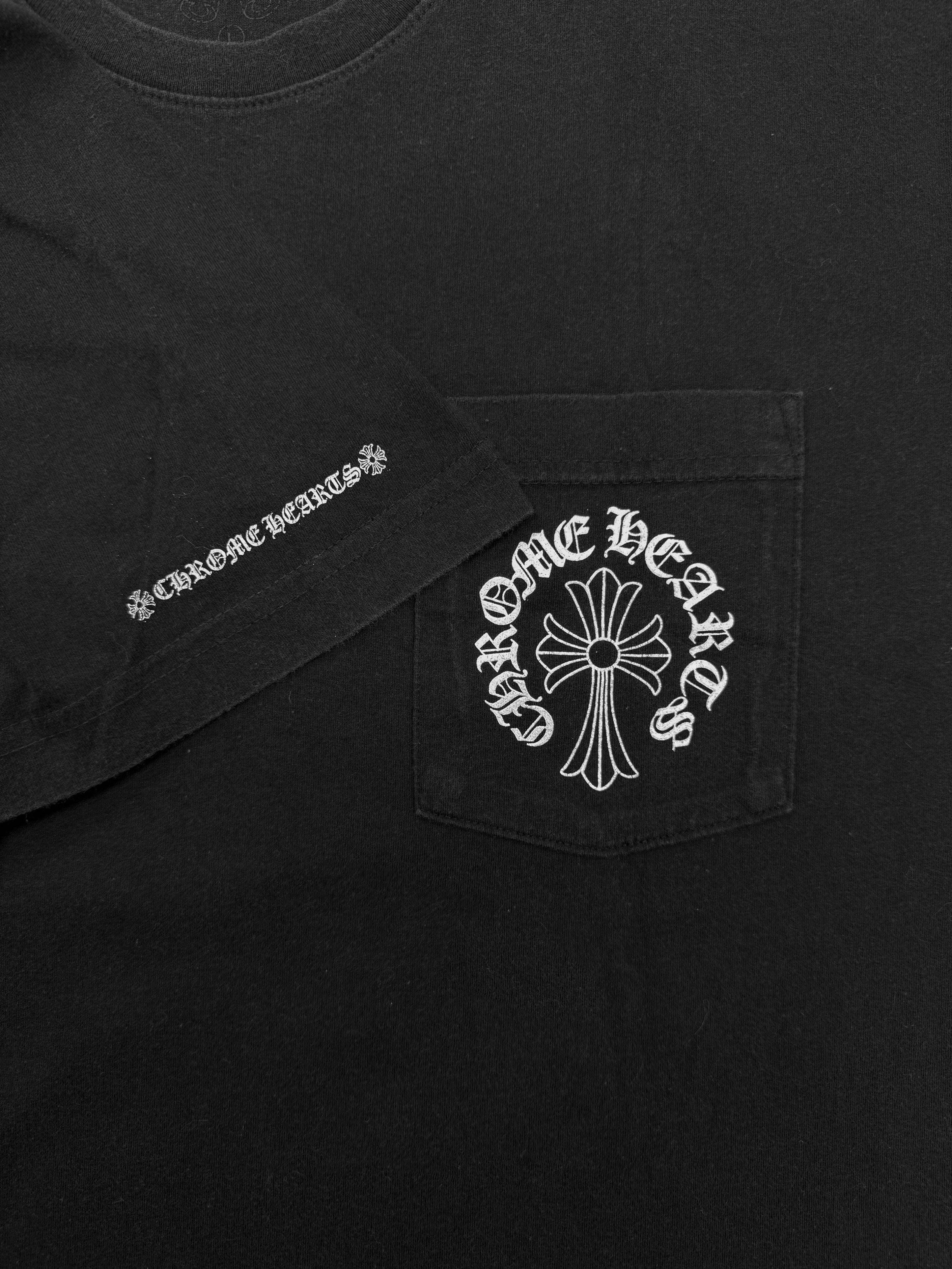 Chrome Hearts Three Logo Horseshoe Cross Faded Black T-Shirt