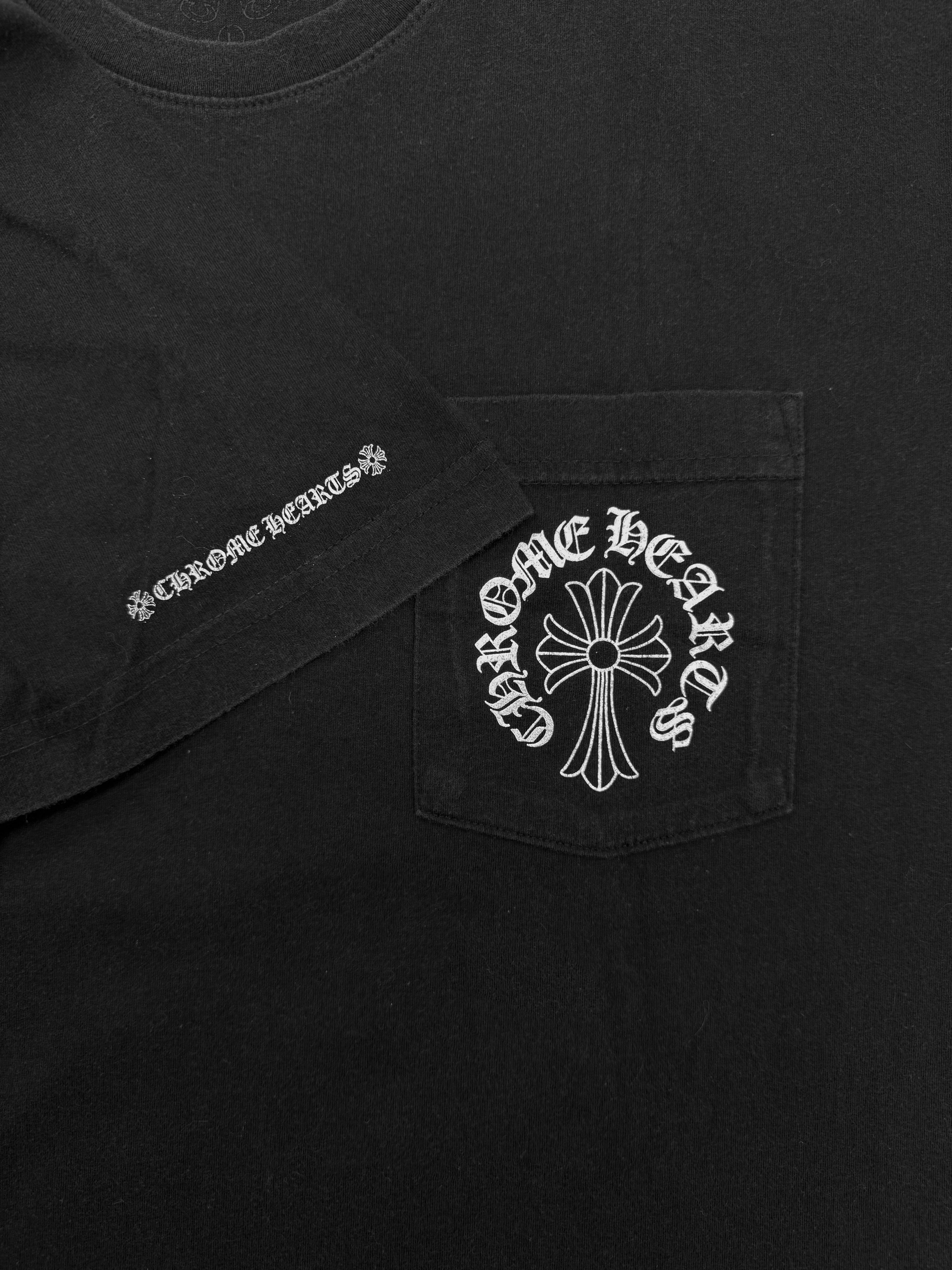 Chrome Hearts Three Logo Horseshoe Cross Faded Black T-Shirt