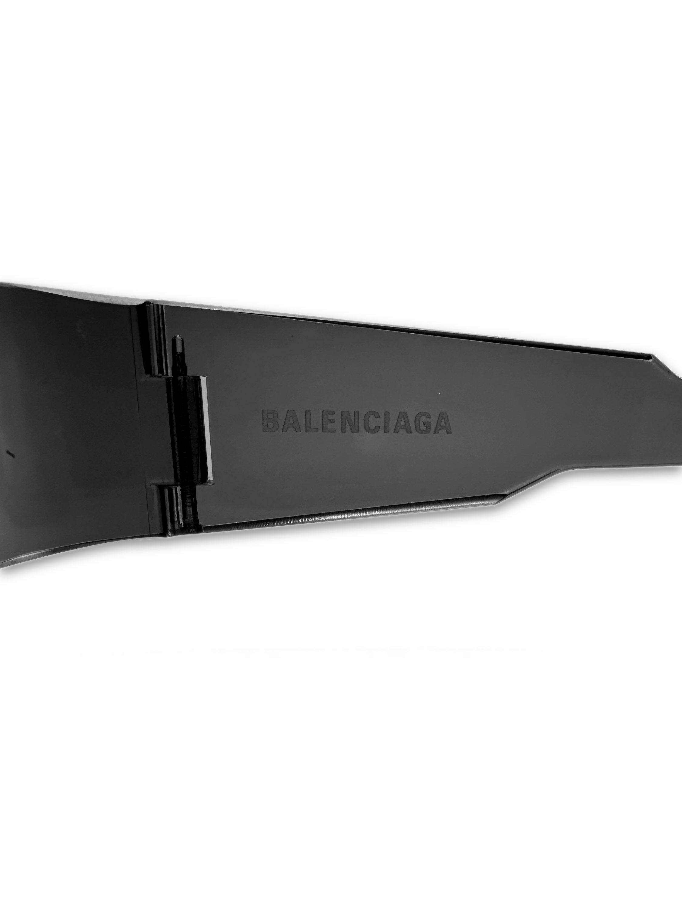 Balenciaga ‘Shield’ Dark Tint Spellout Logo Sunglasses