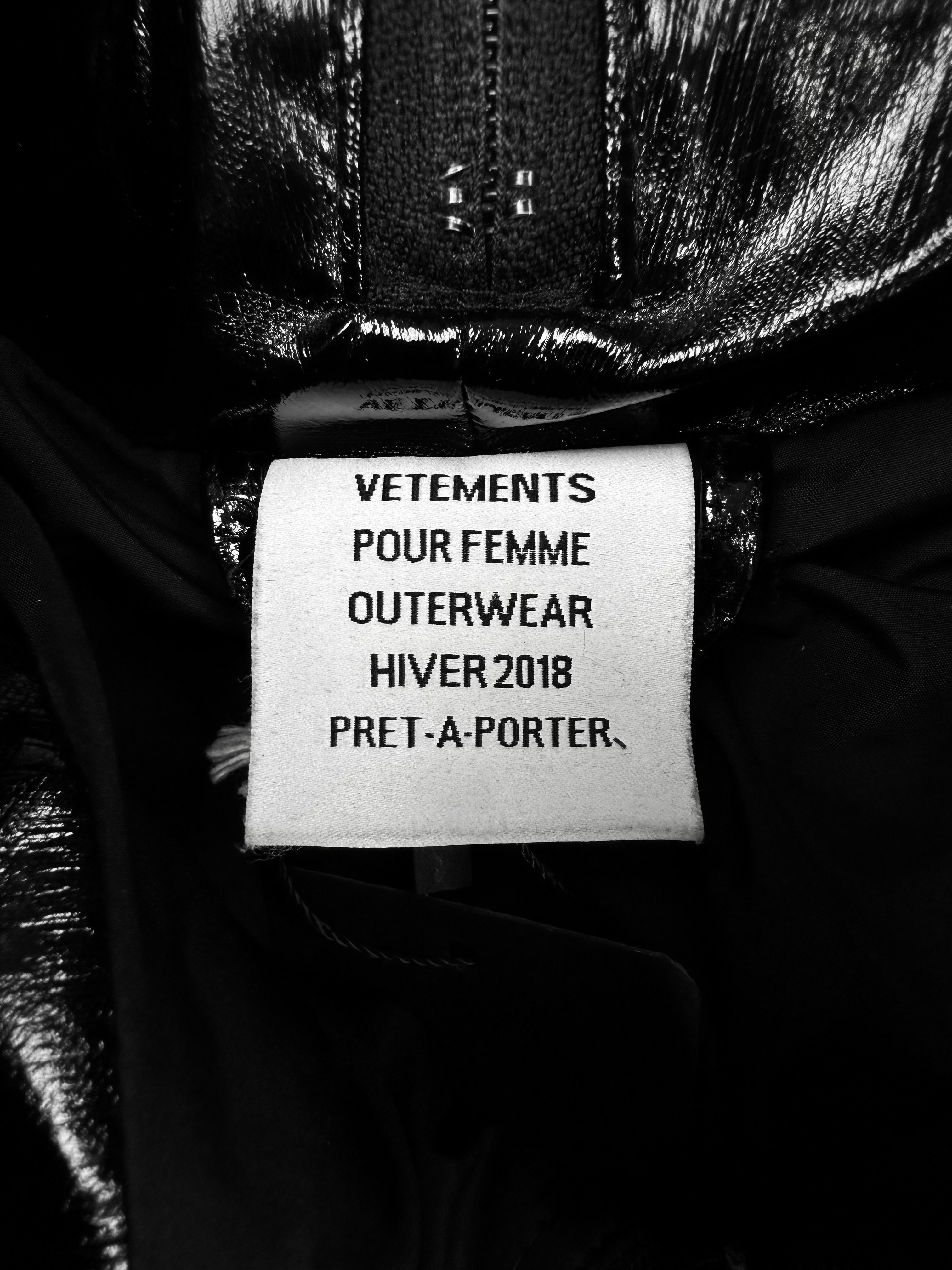 AW17 Vetements ‘Miss Webcam’ Gimp Black Puffer Jacket